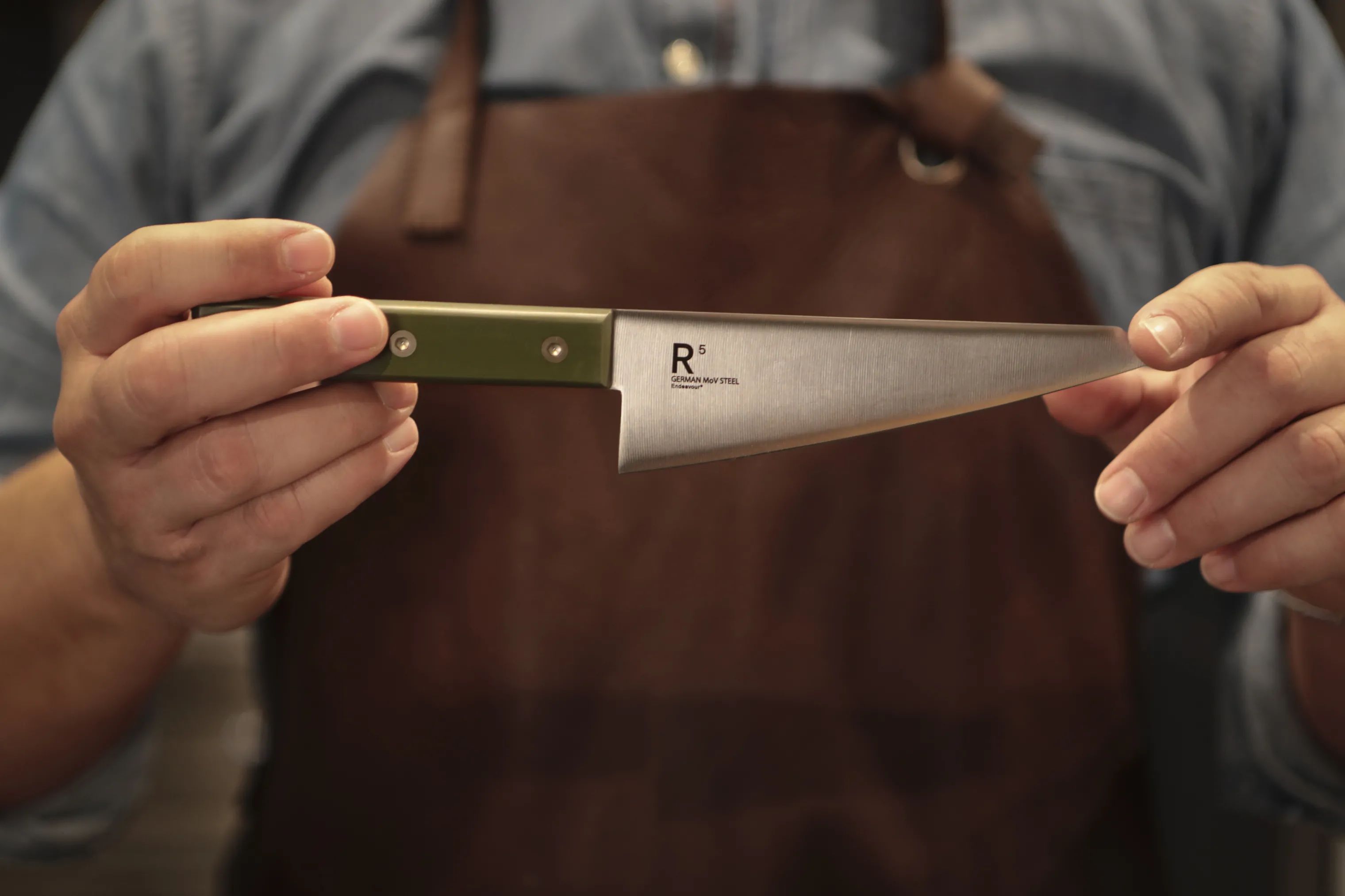 Endeavour Kokkeknive Resolution R5 Honesuki Kniv i Grøn, 2