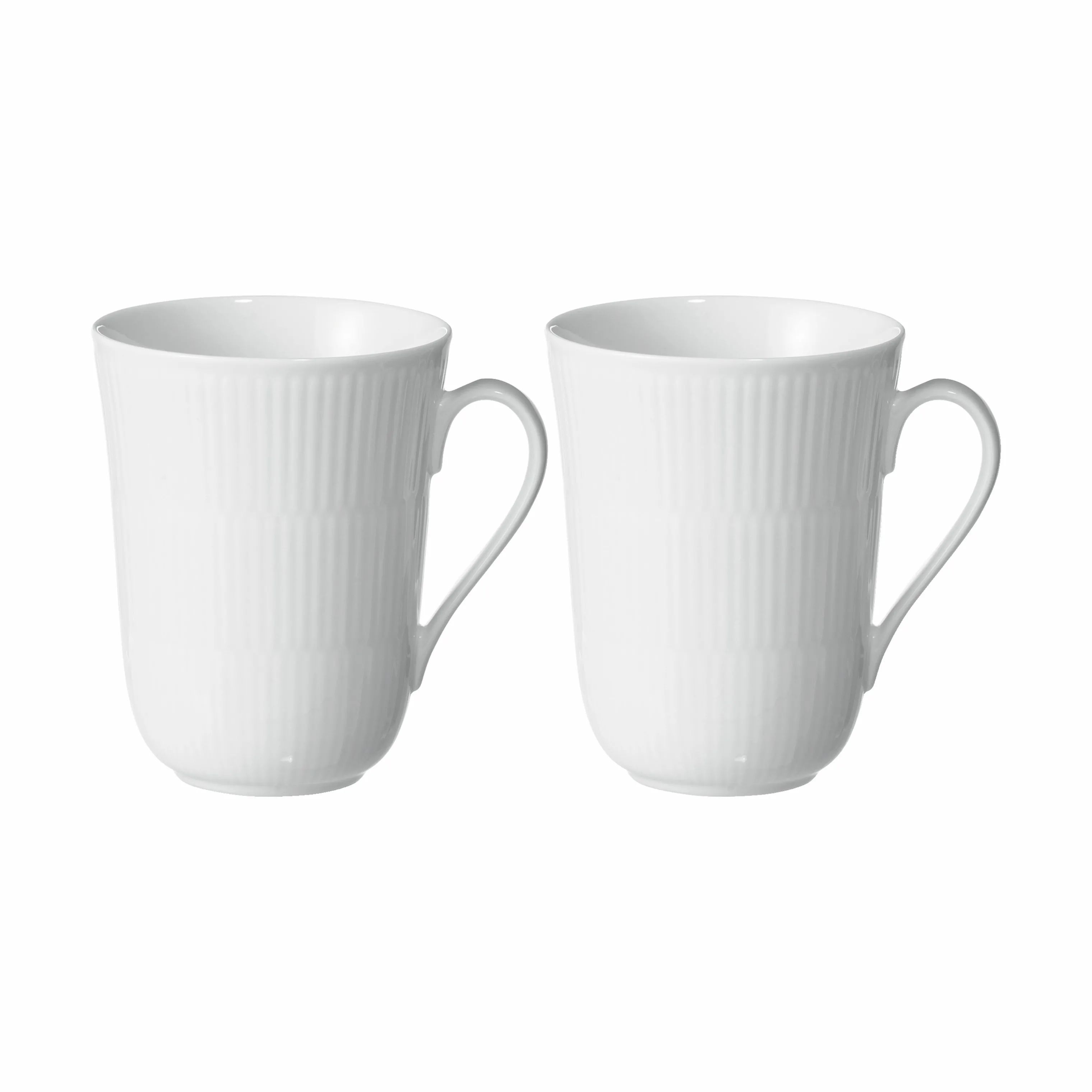 Royal Copenhagen Krus og kopper med hank Hvid Riflet Krus - 2 stk. i Hvid, 36 cl, 1