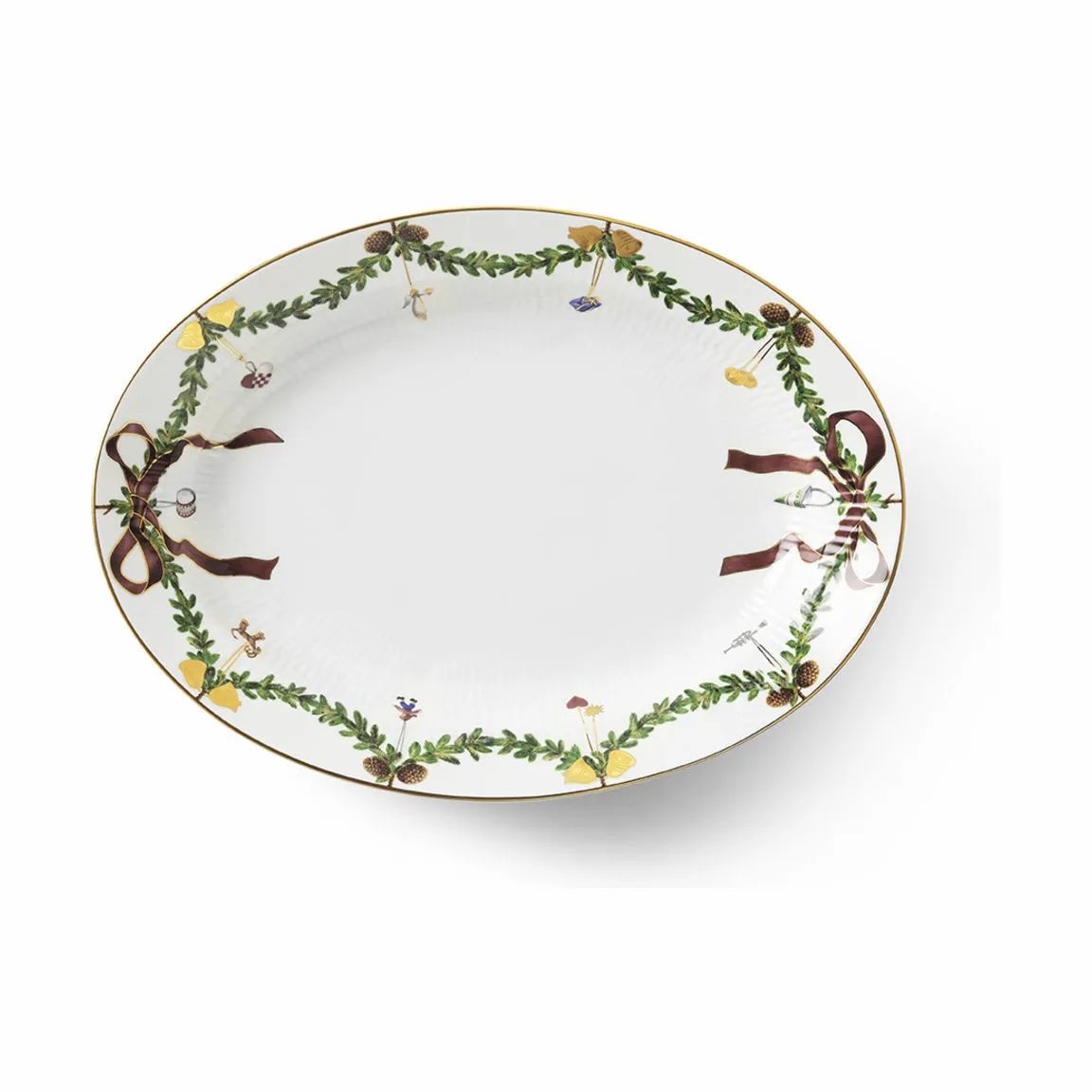 Royal Copenhagen Serveringsfade Stjerne Riflet Jul Ovalt Fad i Hvid, 1