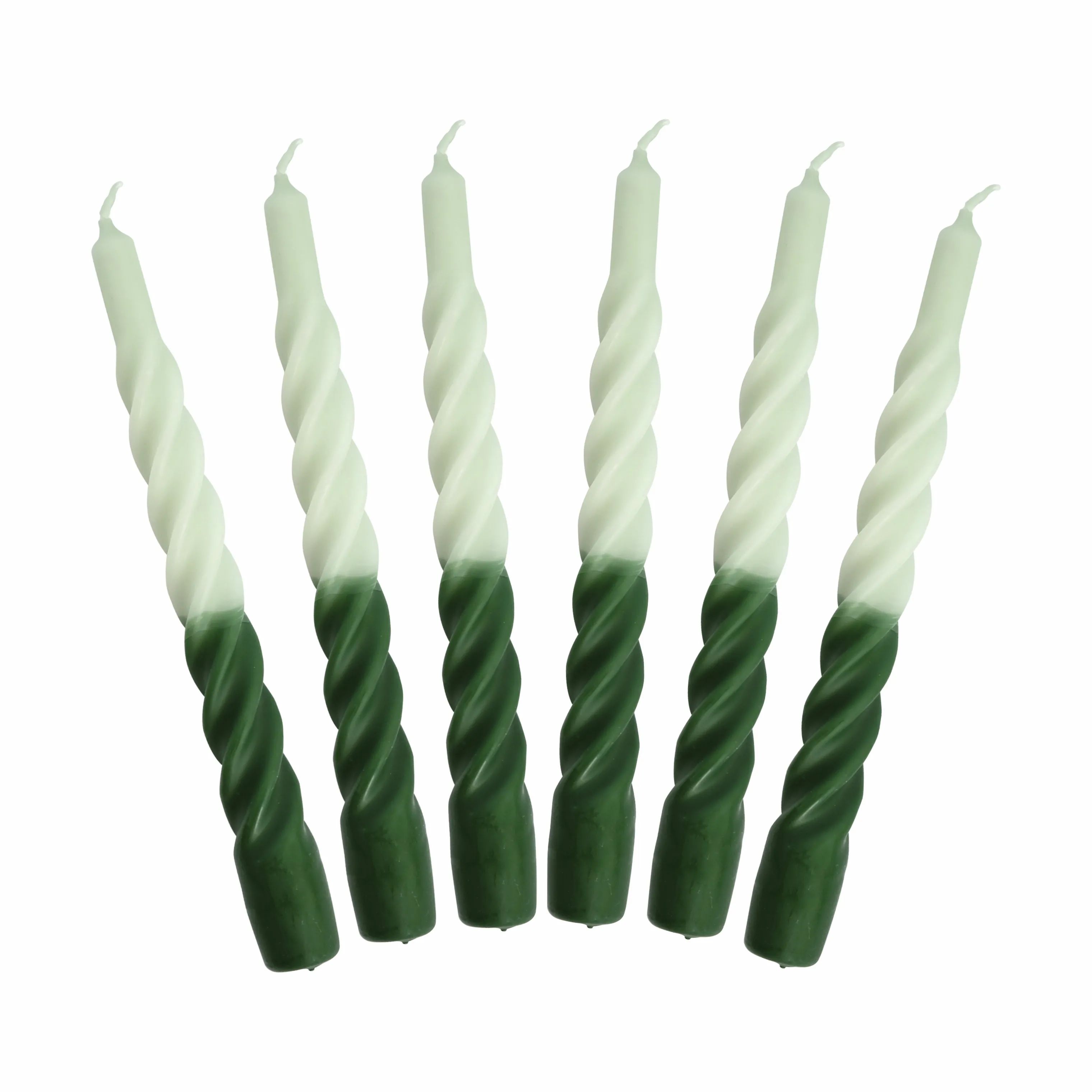 Candles with a twist Kronelys Lys - 6 stk. i Grøn, 21 cm, 1