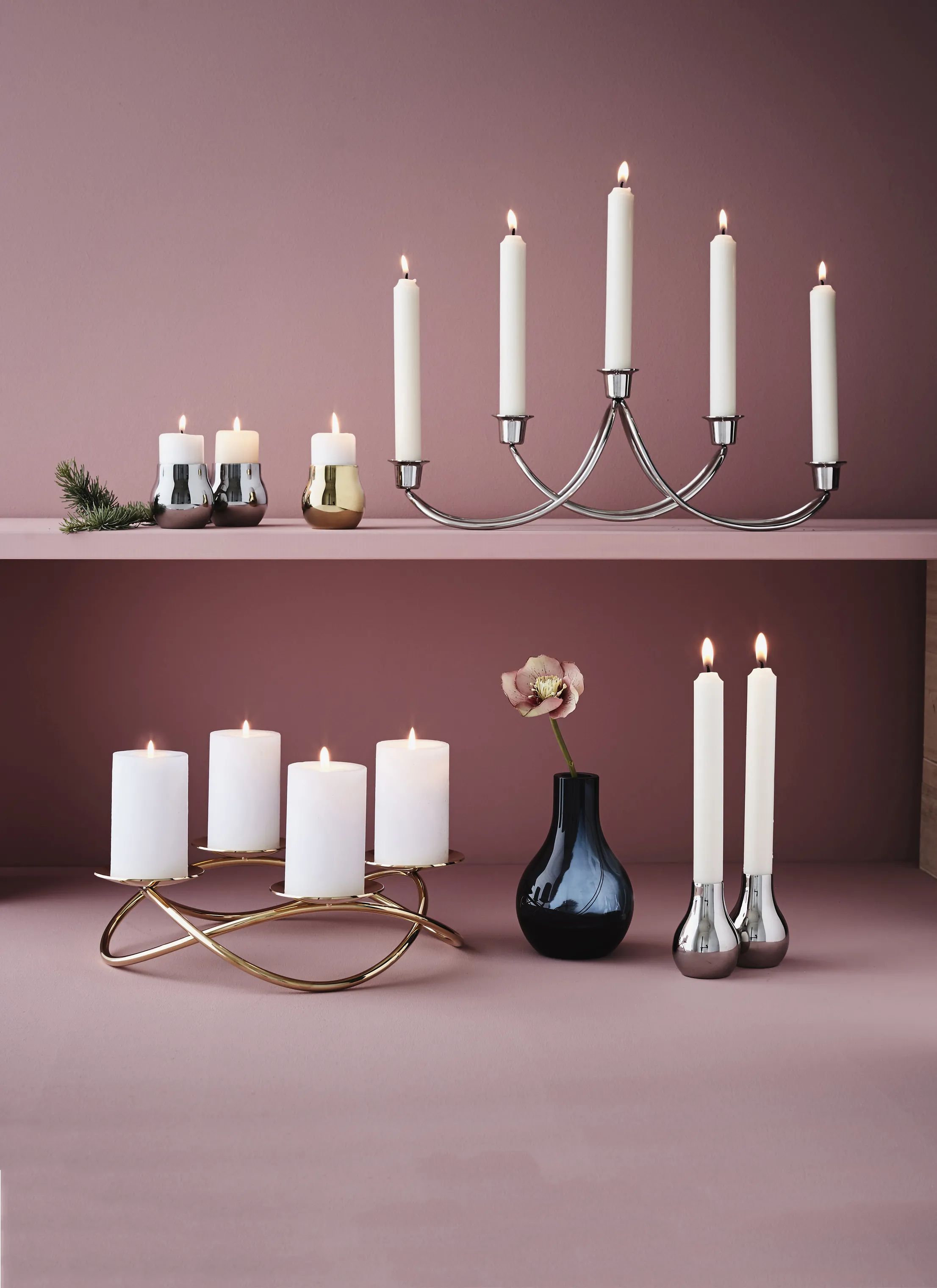 Georg Jensen Fyrfadsstage Cafu Fyrfadsstagesæt i Stål, 5,8 cm, 2