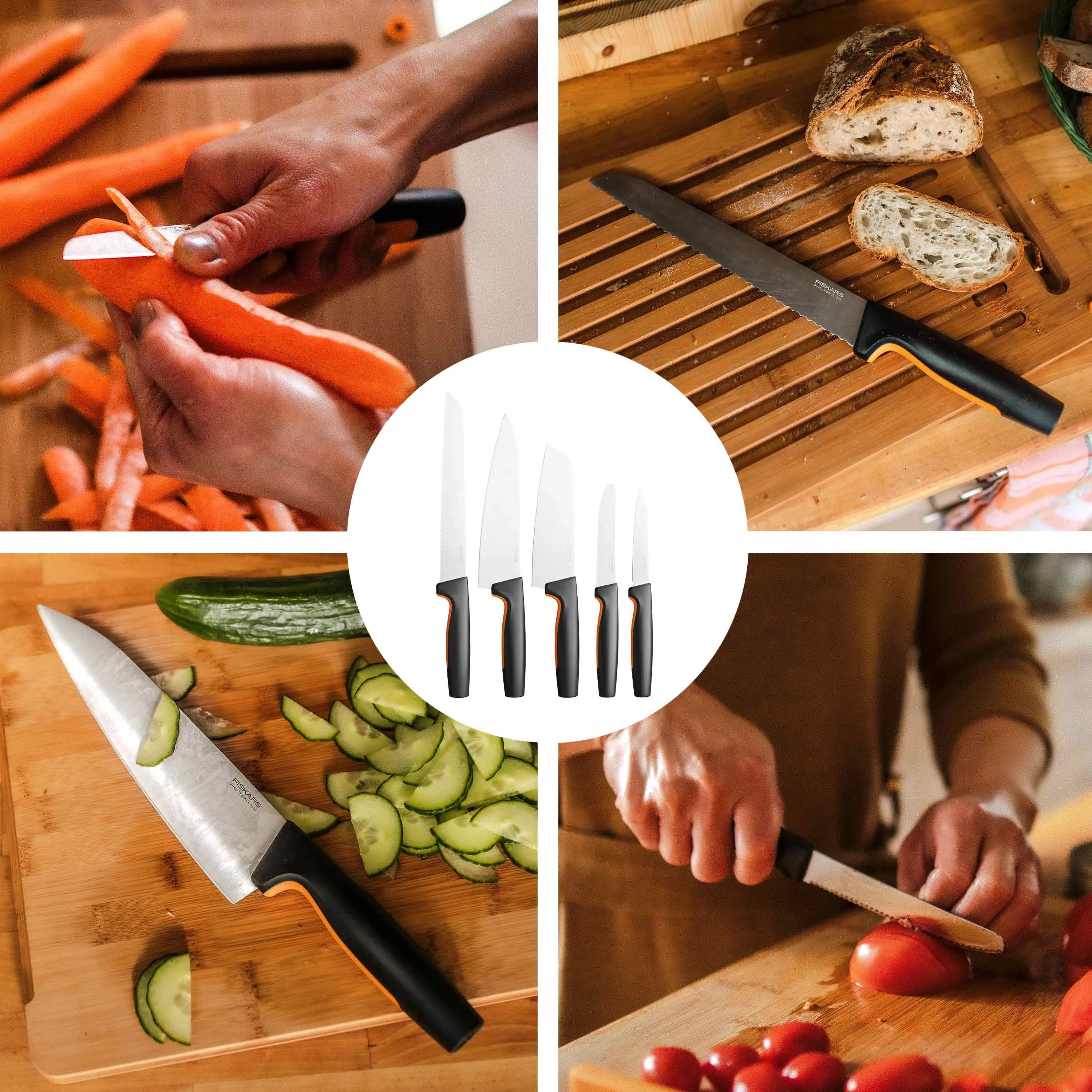 Fiskars Knivsæt Functional Form Knivsæt - 5 dele i Sort/Orange, 3