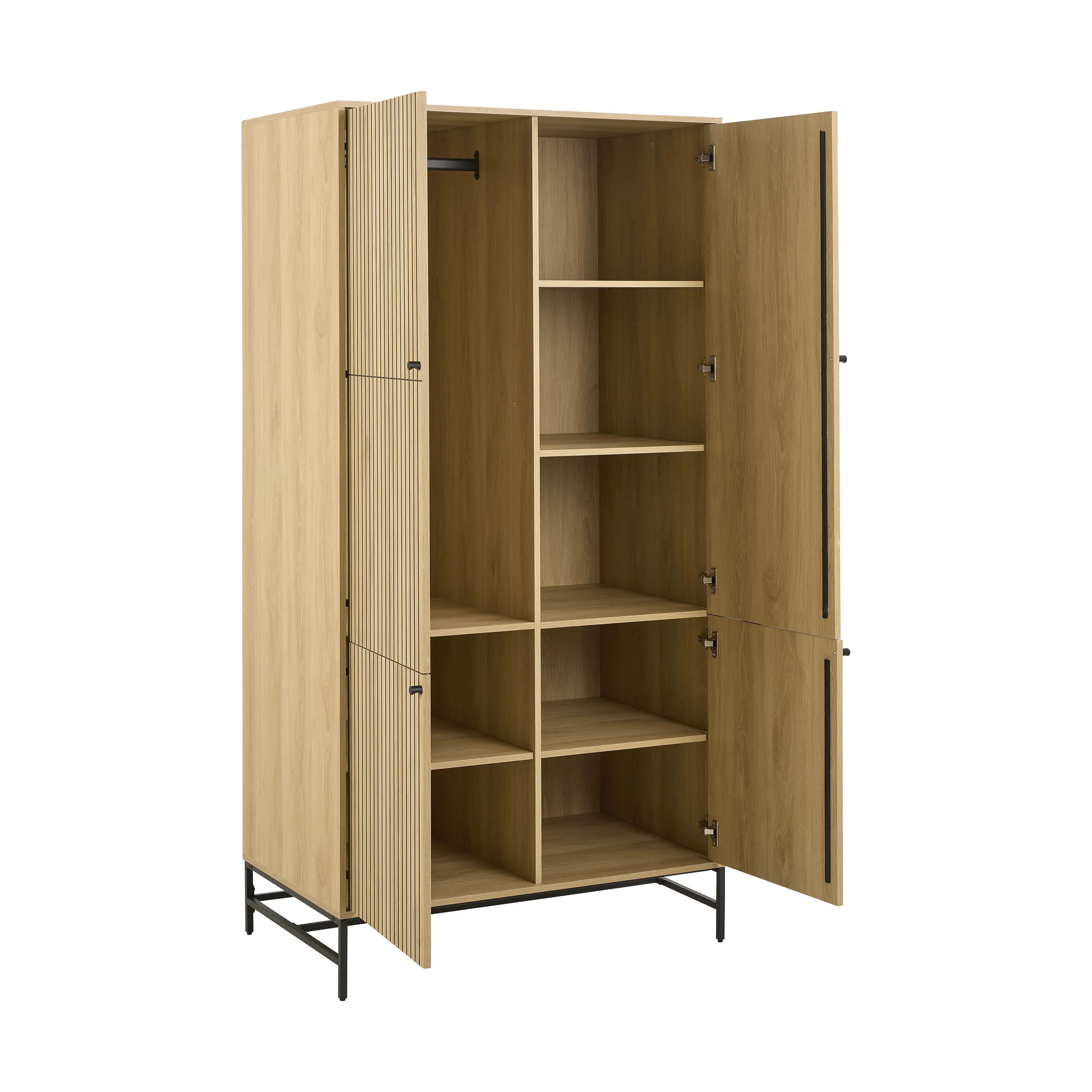 CASA Living Skabe Albany klædeskab i Natur, H200 x B99 cm, 3
