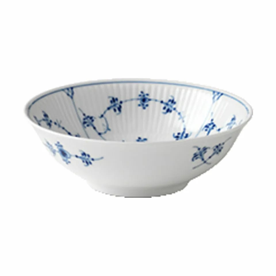 Royal Copenhagen Serveringsskåle Musselmalet Riflet Skål i Koboltblå/hvid, 16 cm, 1