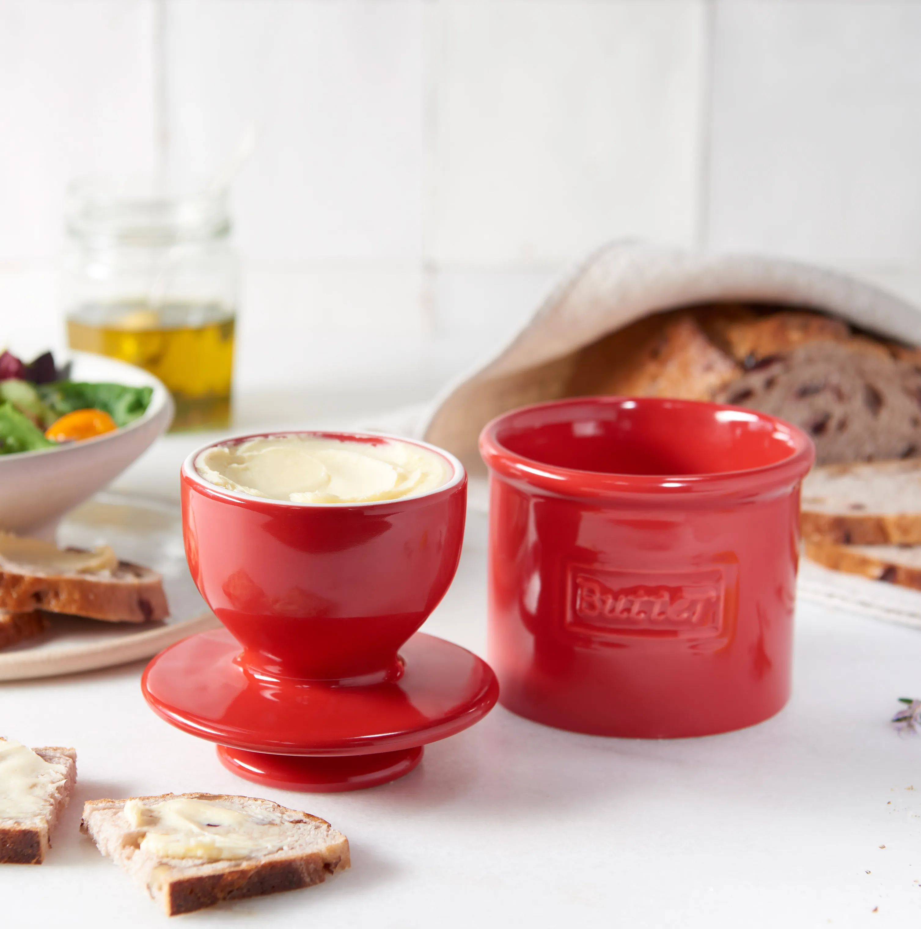Butter Bell Smørbokse Smørklokke i Rød, 2