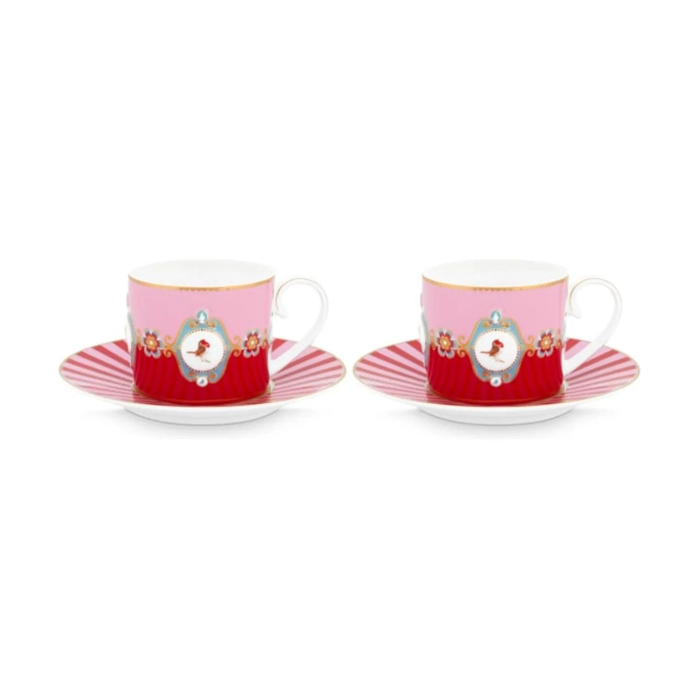 PIP Studio Krus og kopper med hank Love Birds Kop m. underkop - 2 stk. i Pink, 1