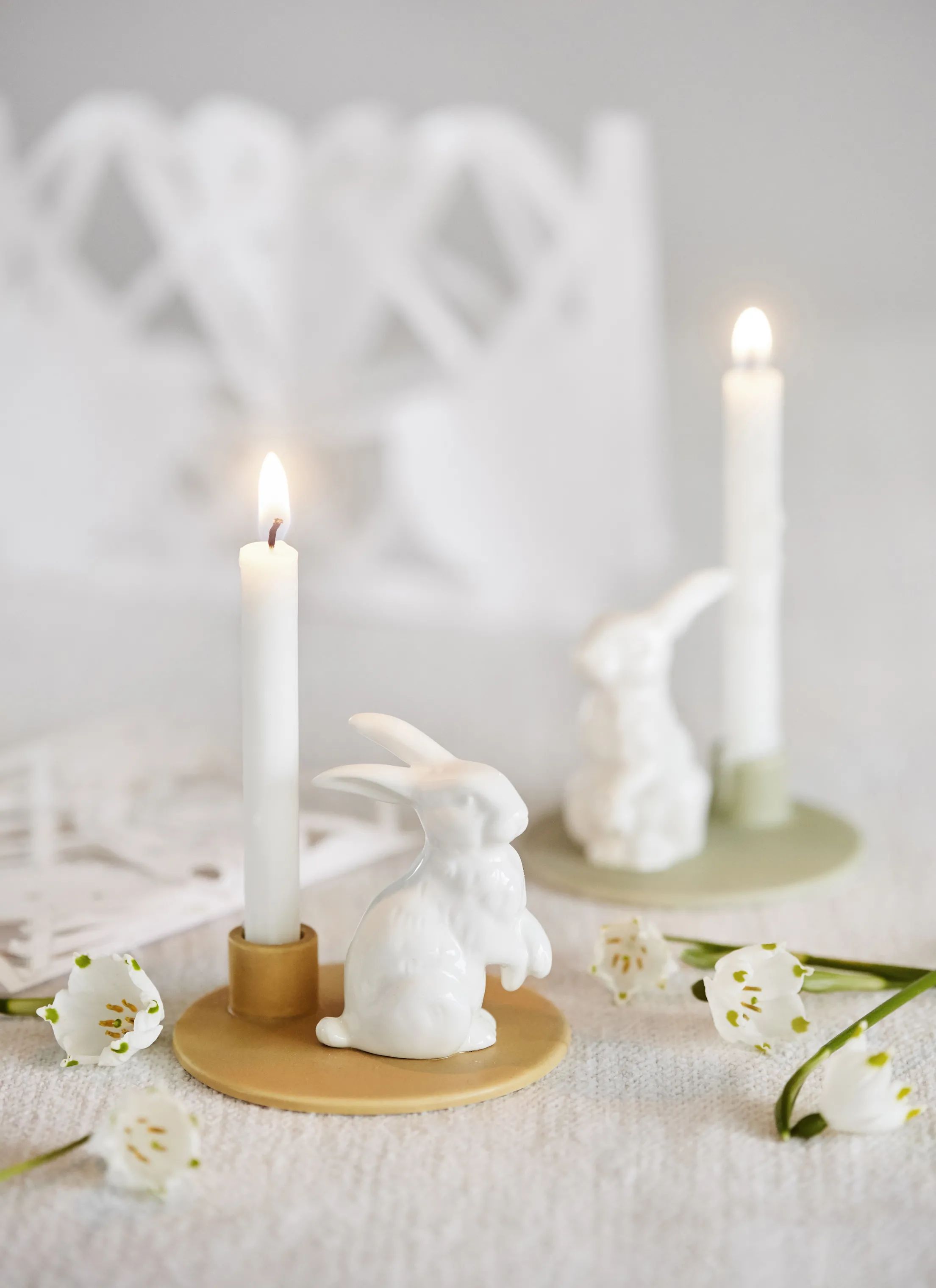 Dottir Kronelysestage Sweet Stories Hare Lysestage i Mustard, 8 cm, 2