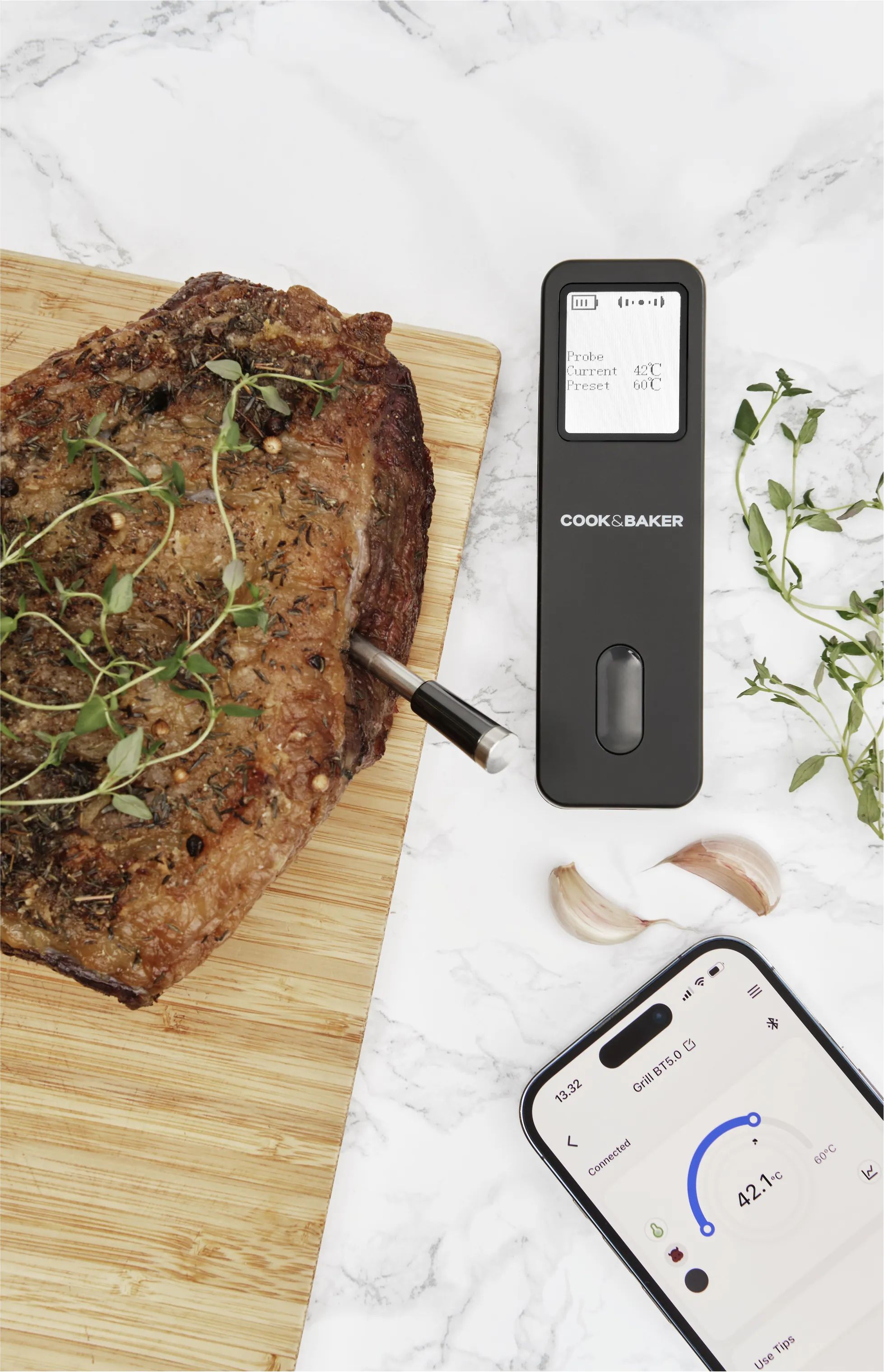 Cook & Baker Stegetermometre Trådløst Stegetermometer i sort, 3