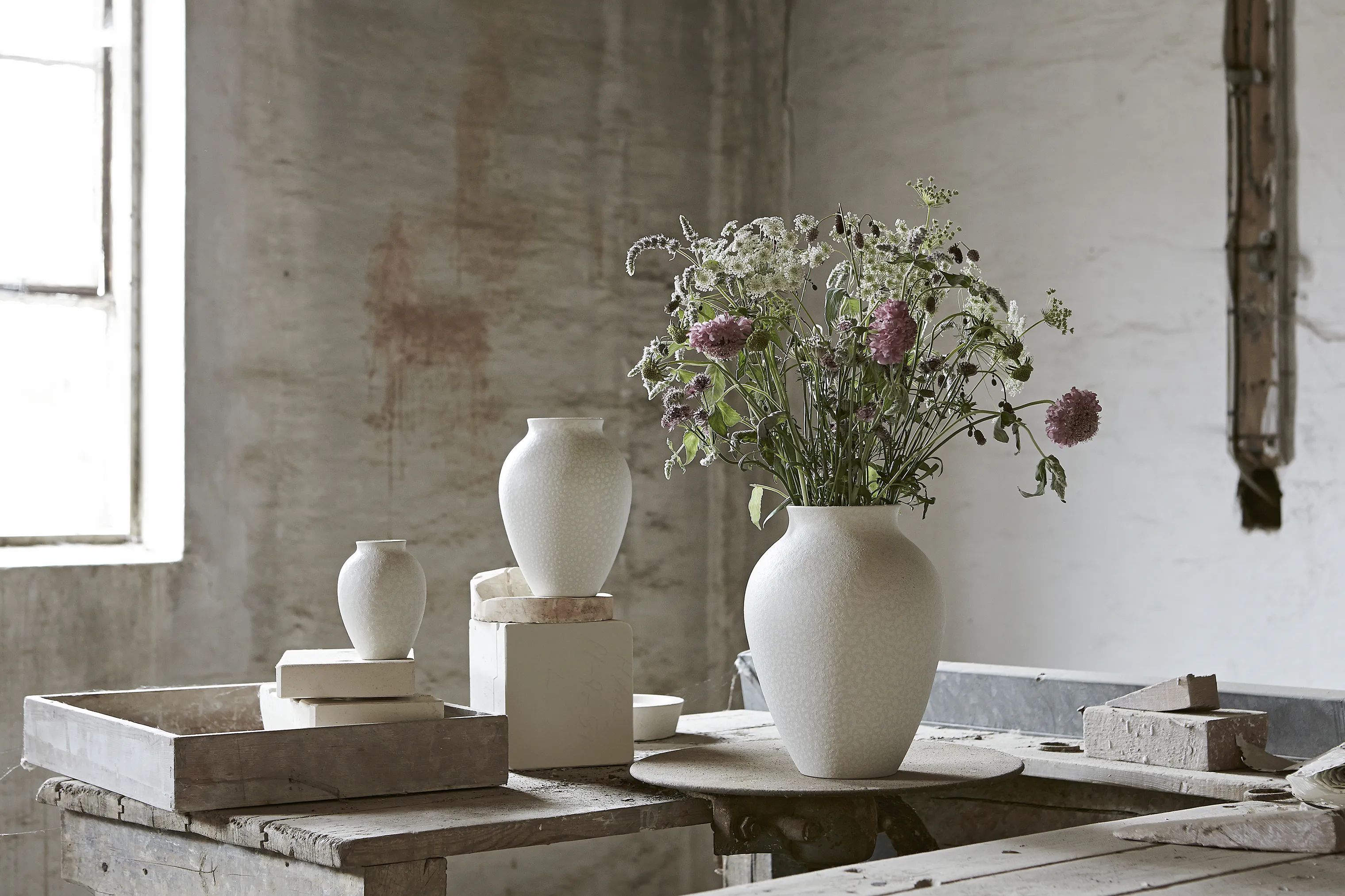 Knabstrup Keramik Vaser Vase i Hvid, 12,5 cm, 2