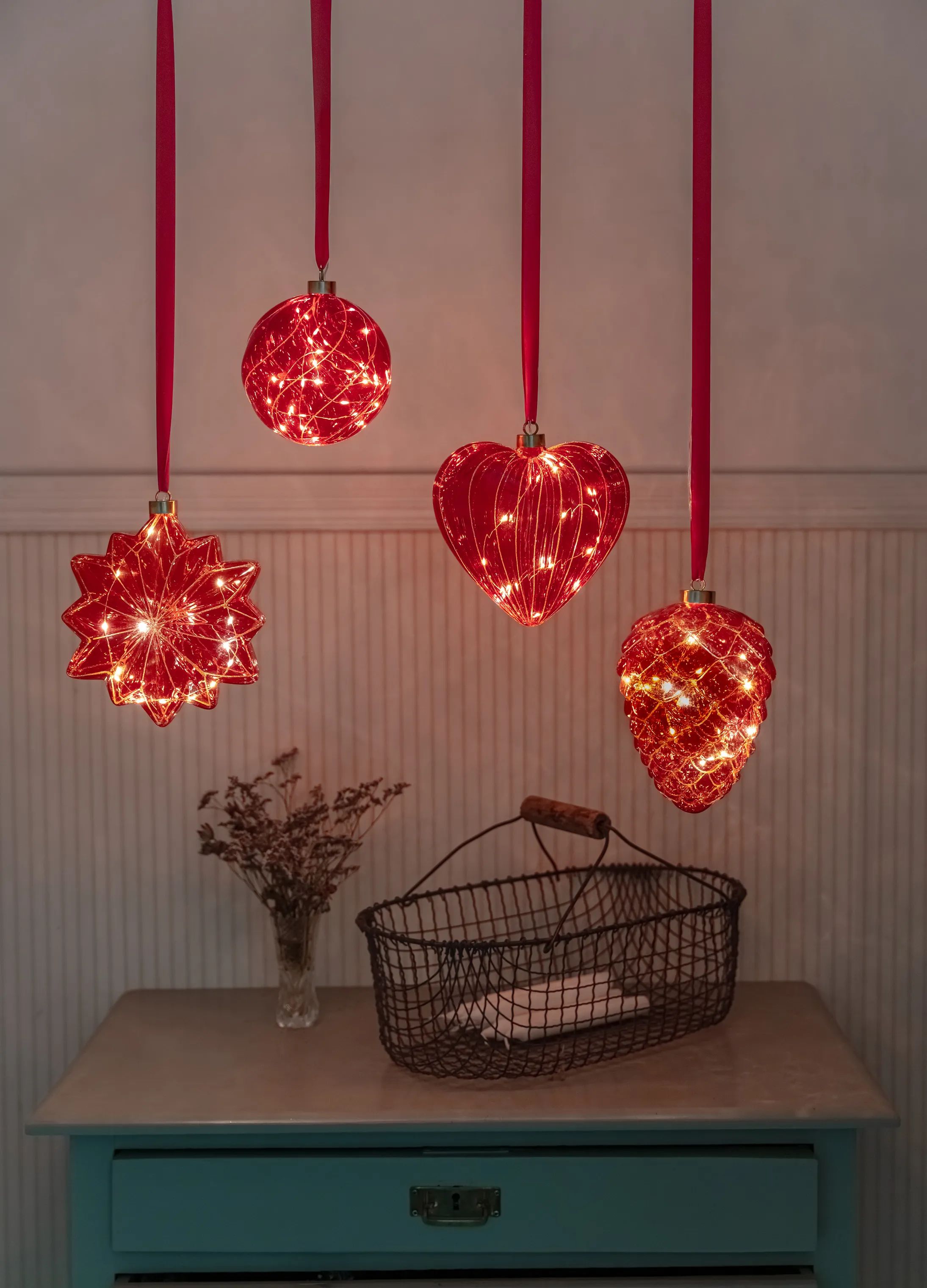 Casa Christmas Lysdekoration LED Ophæng - Stjerne i Rød stjerne, 2