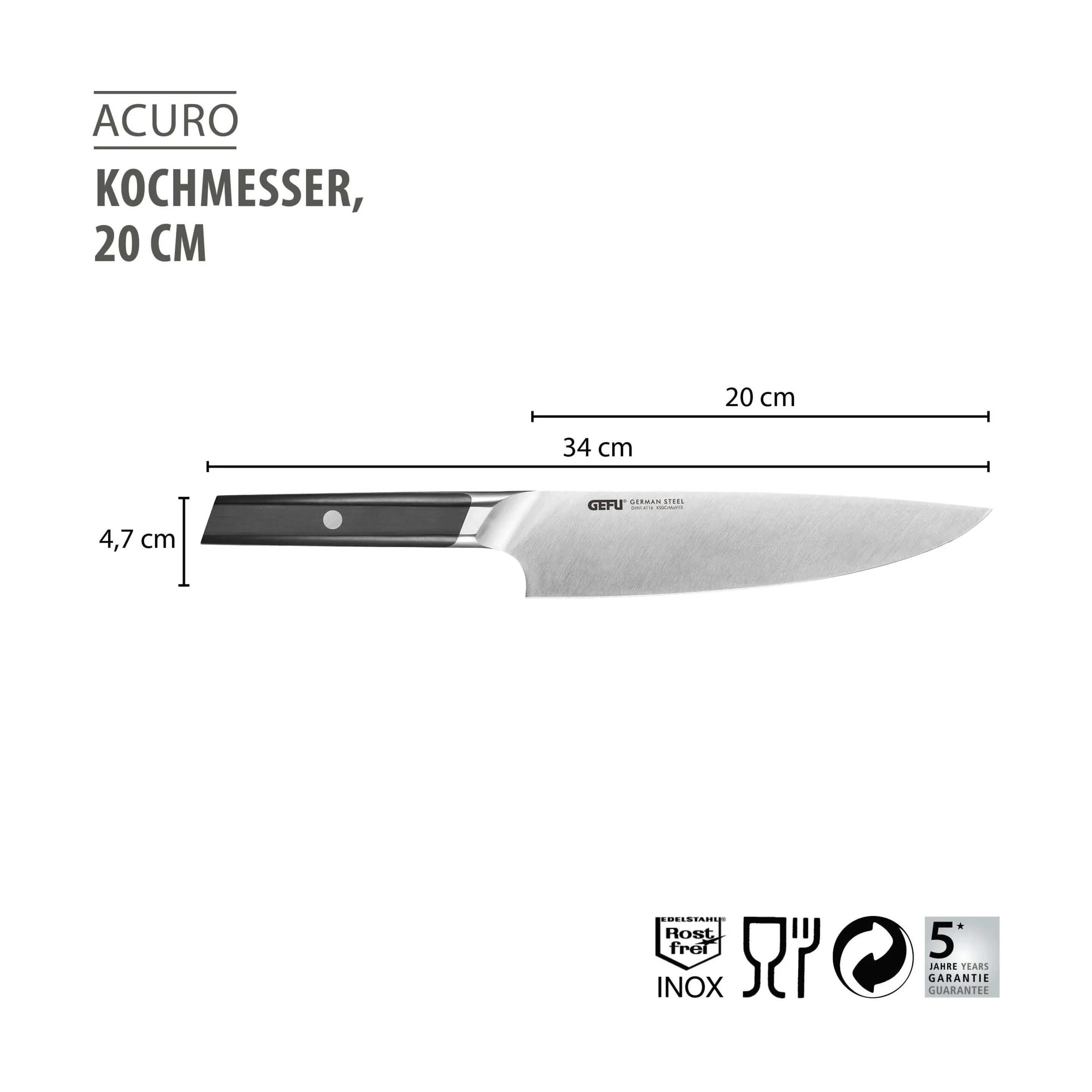 Gefu Kokkeknive Acuro Kokkekniv i Sort/Sølv, 2