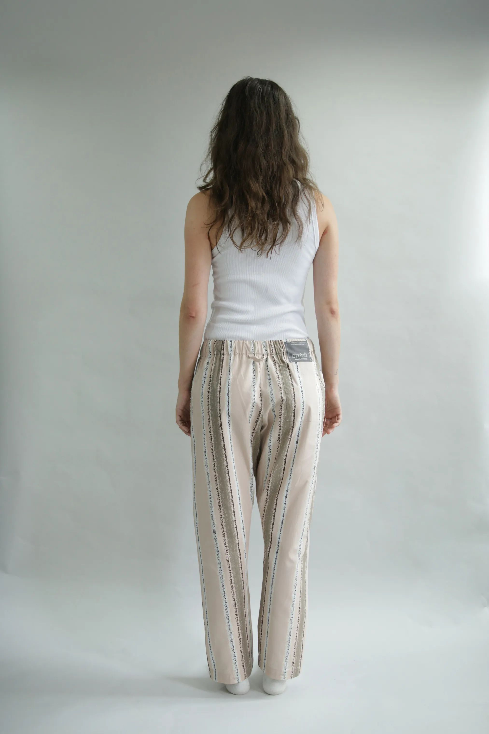 omhu x Mads Barfod Pyjamas Wave Grid Slumber Pyjamasbukser i Latte, XS/S, 5