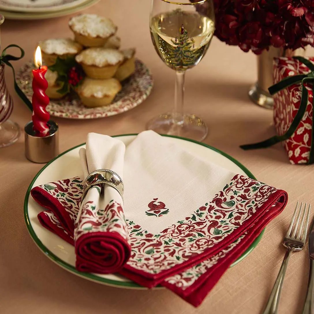 Spode Stofservietter Yuletide Stofserviet - 2 stk. i Rød/grøn/hvid, 2