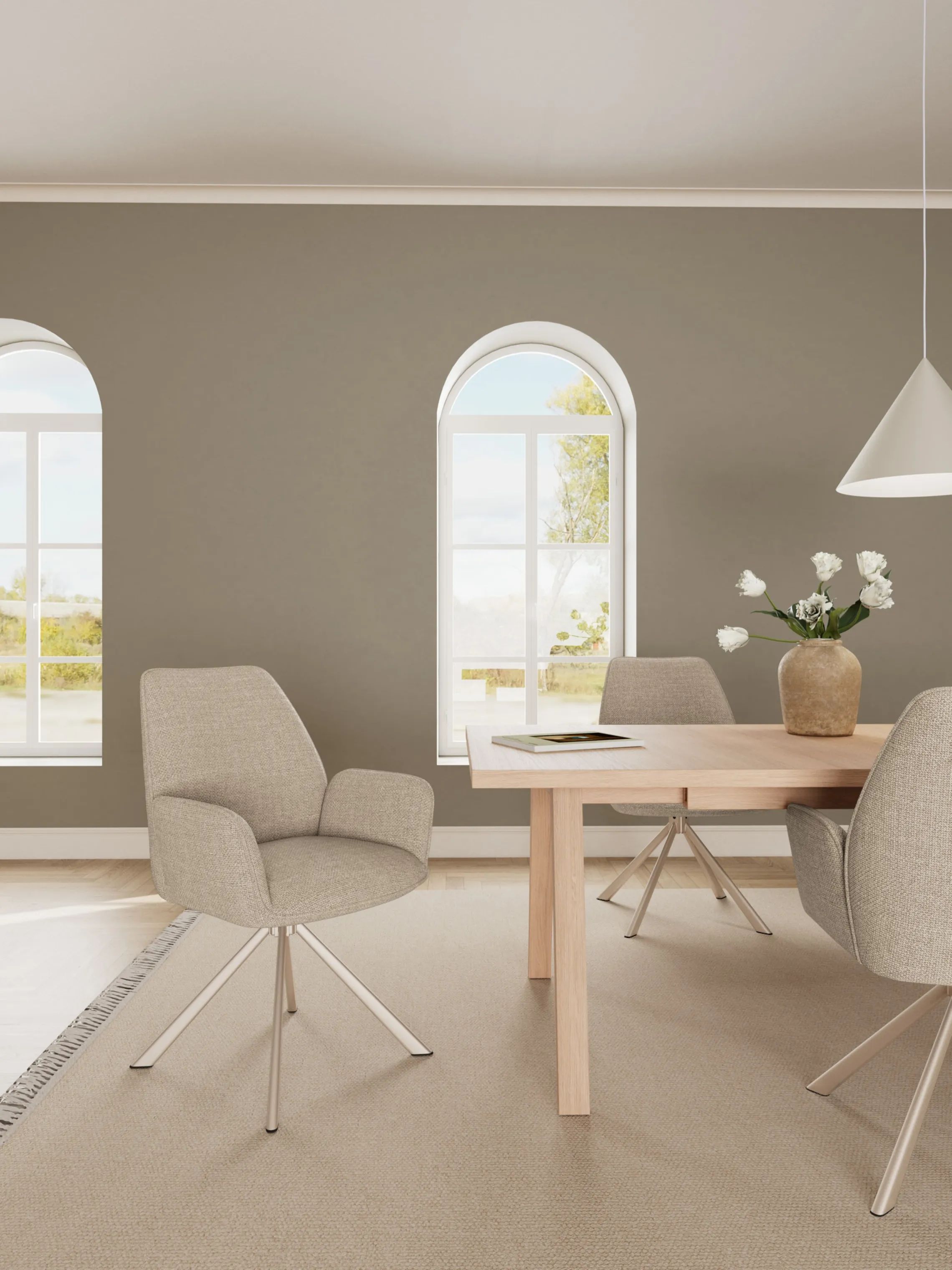 CASA Living Spisebordsstole Glenda Spisebordsstol - 2 stk. i Beige/beige stel, 2