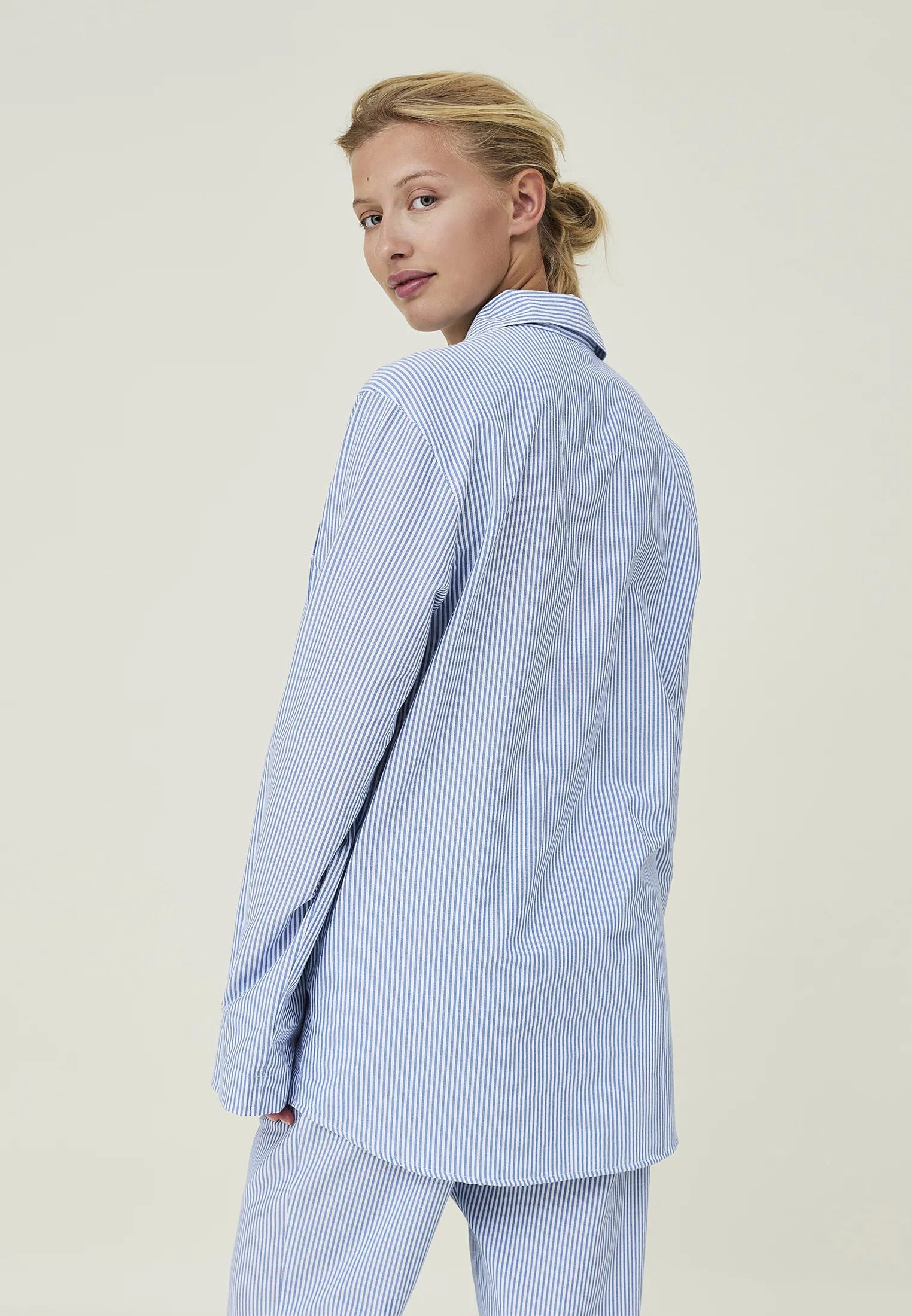 Lexington Pyjamas Icons Pyjamassæt Organic i Blue/White, L, 3
