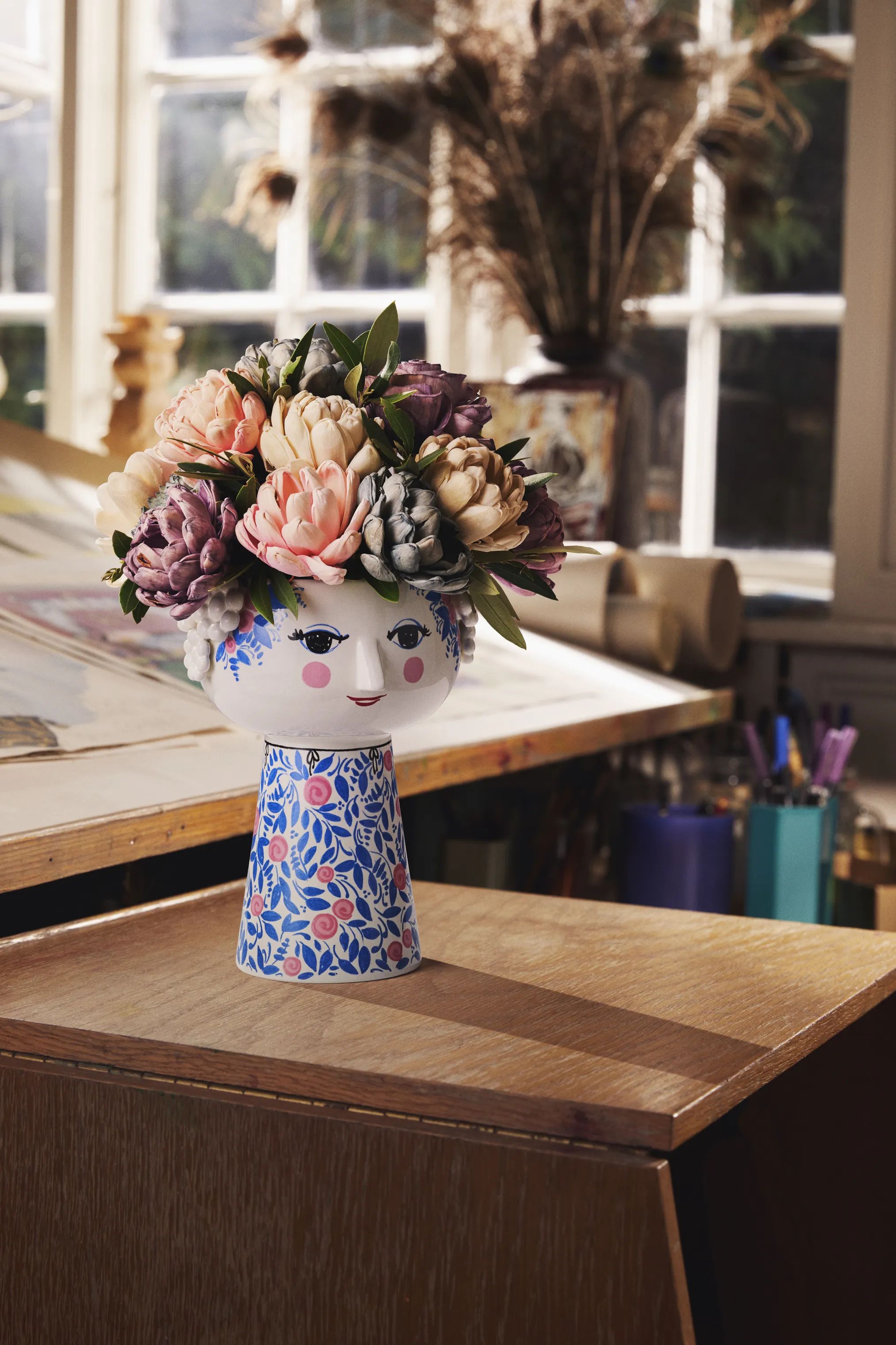Bjørn Wiinblad Vaser Eva Vase i Blå/Rosa, 3