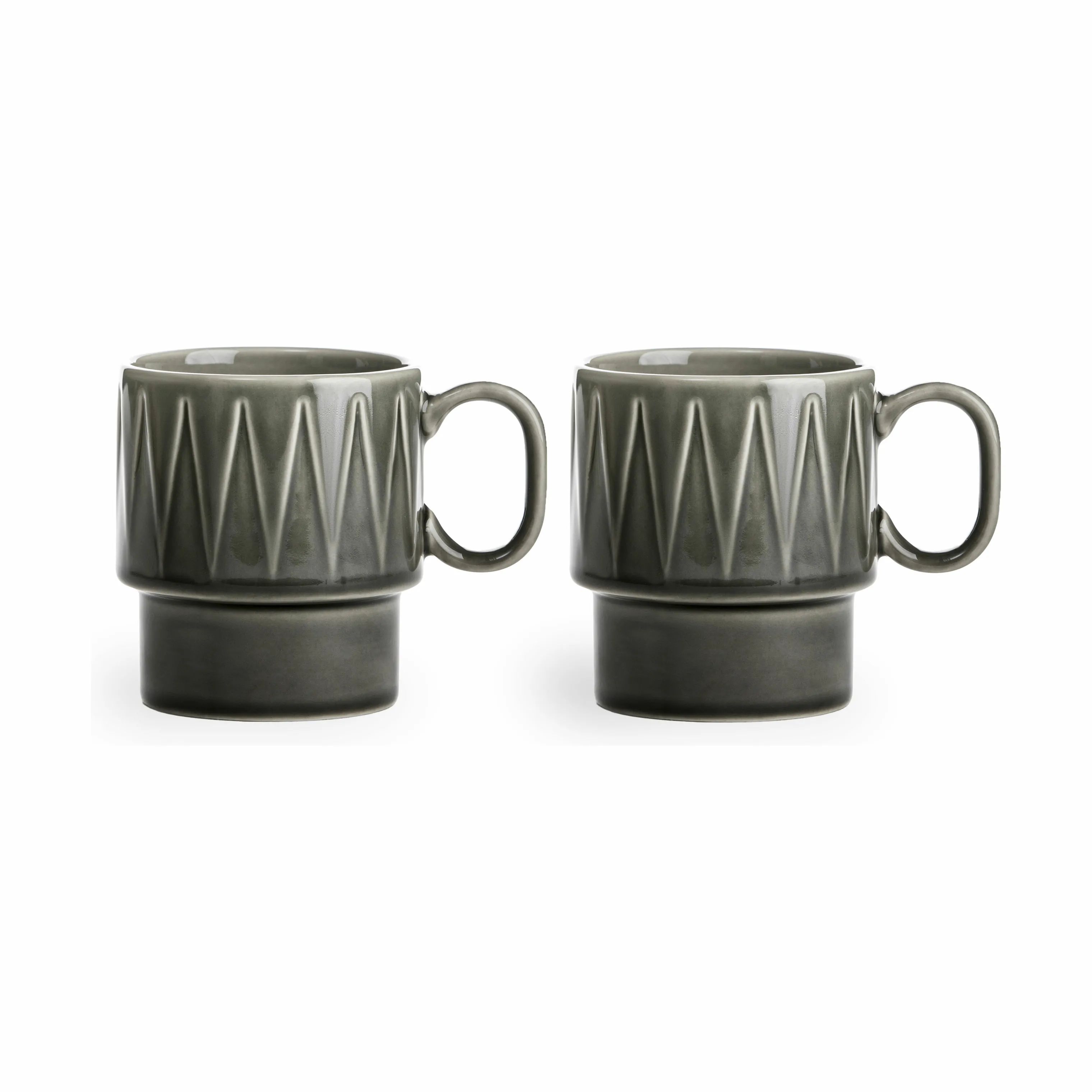 Sagaform Krus og kopper med hank Coffee & More Kop - 2 stk. i Grå, 2 stk. x 25 cl, 1