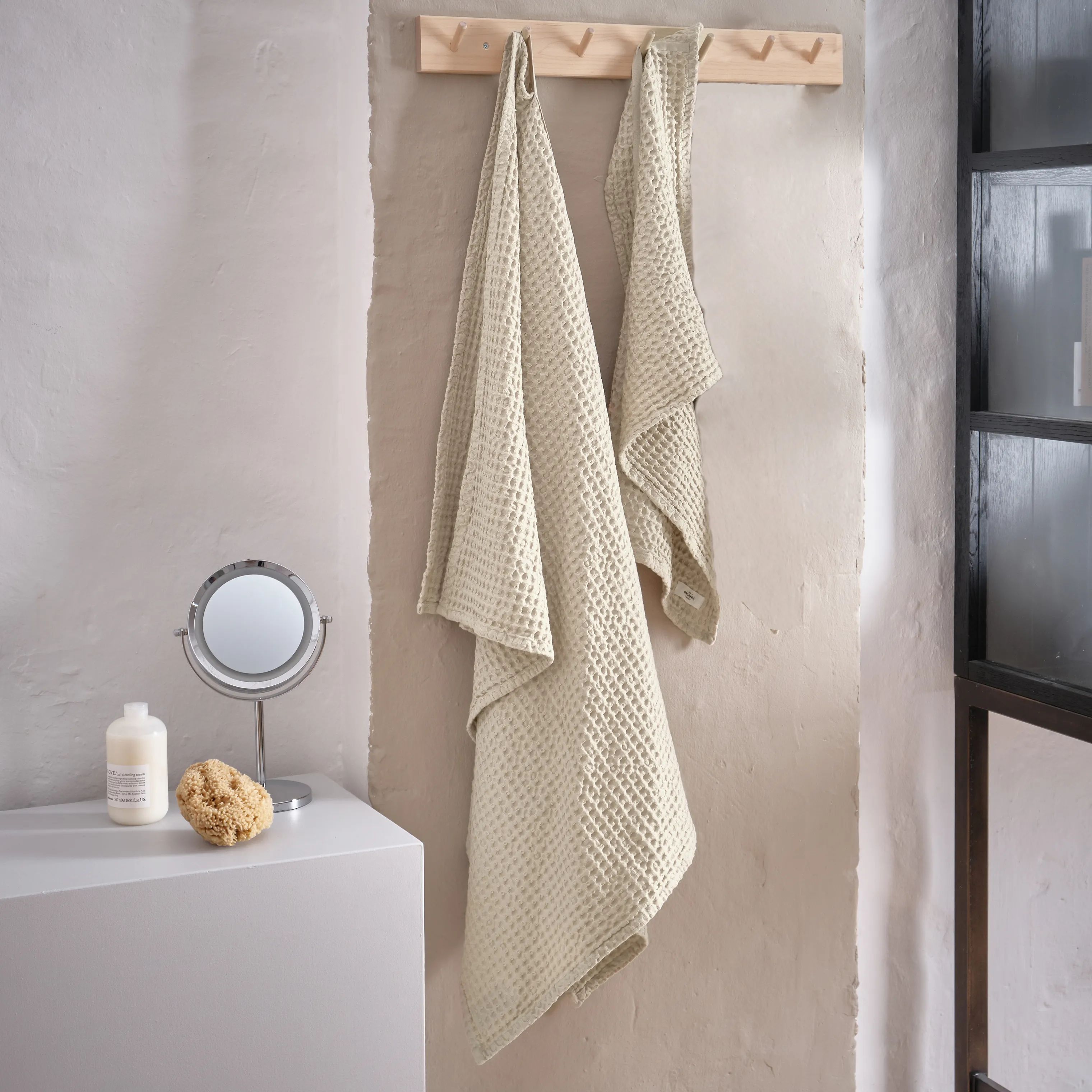 The Organic Company Håndklæder Big waffle Gavesæt - 2 dele i Beige, 150 cm, 2