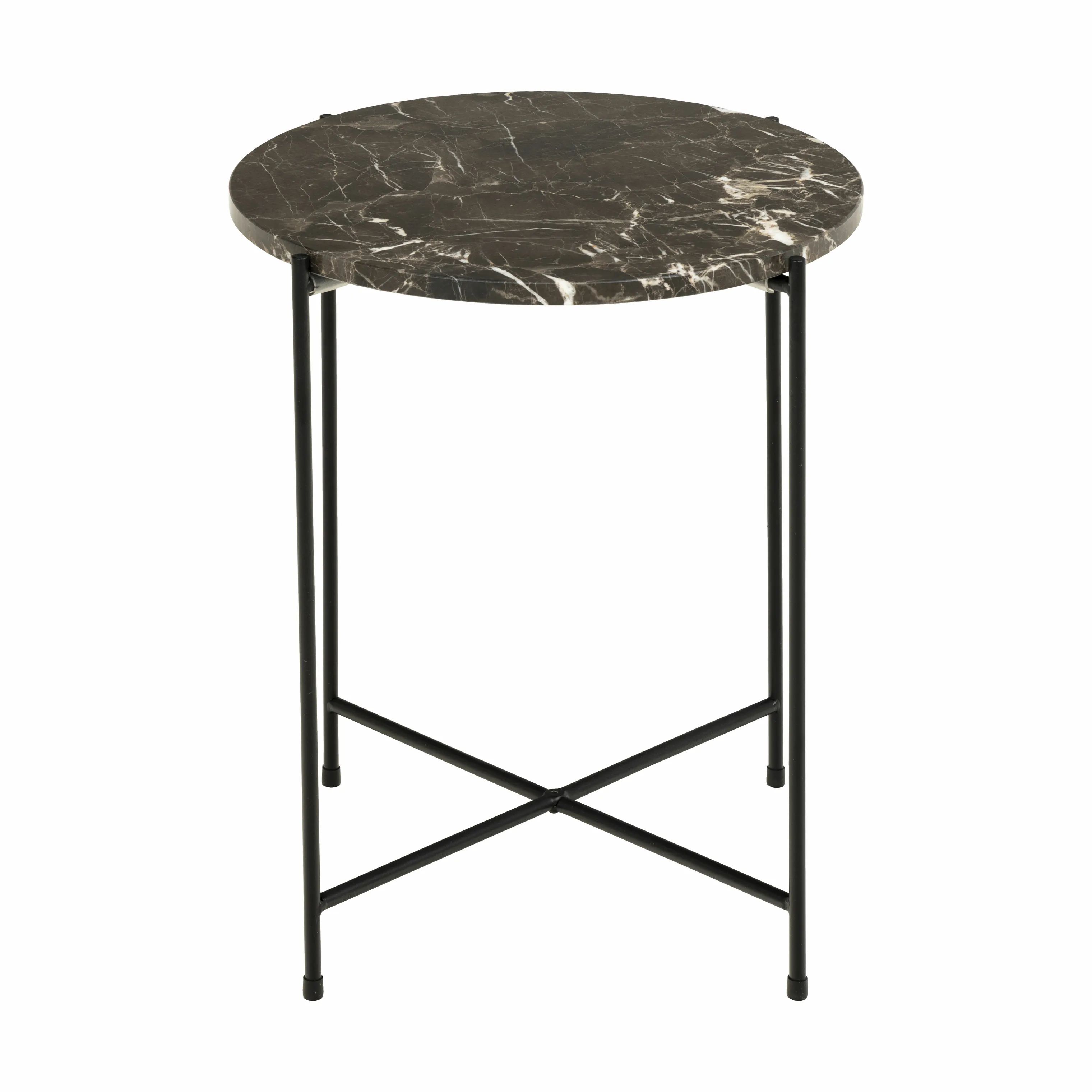 CASA Living Sideborde Avila Hjørnebord i Brun Emperador/mat sort, H45 x Ø42 cm, 1