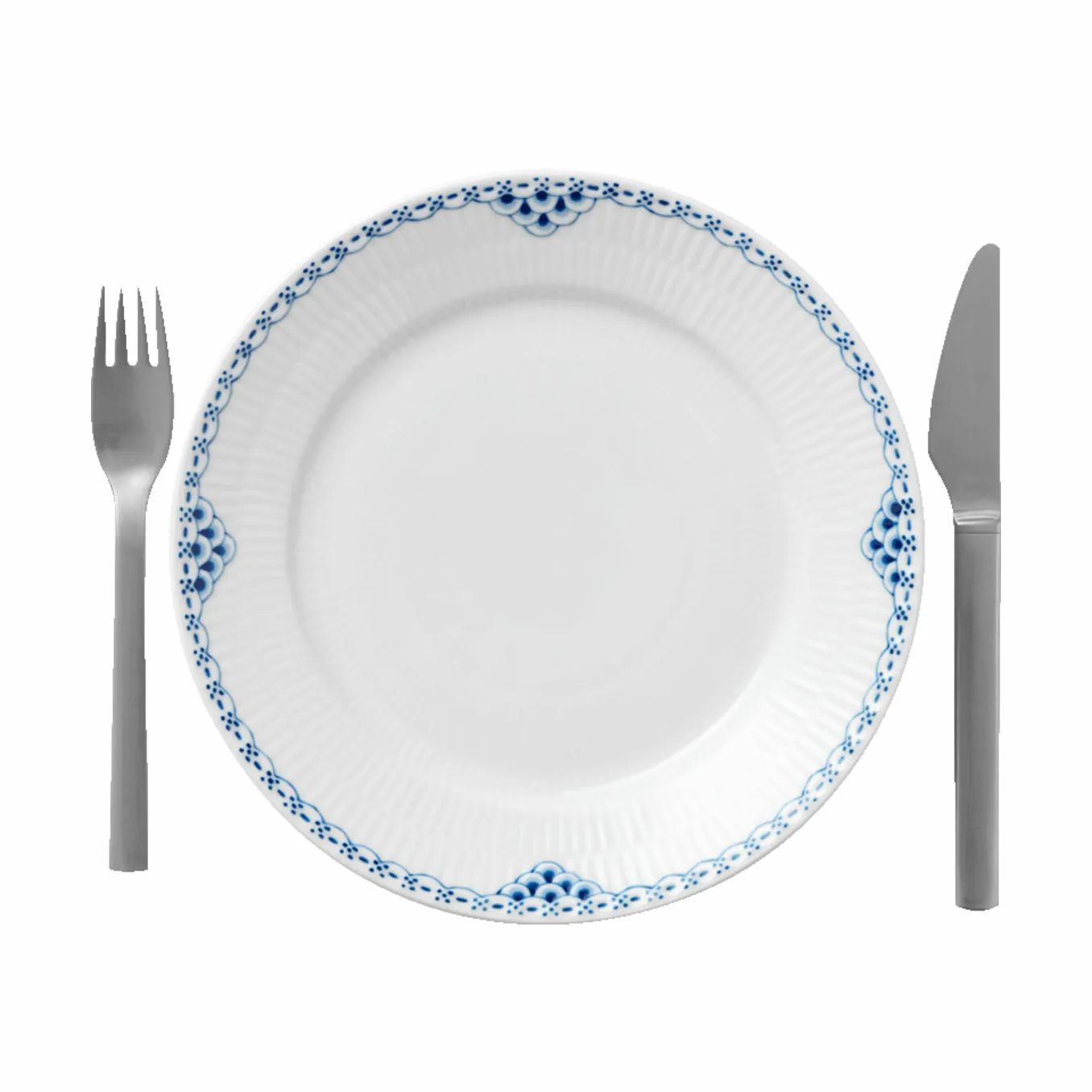 Royal Copenhagen Frokosttallerkener Prinsesse Frokosttallerken i Koboltblå/hvid, 22 cm, 4