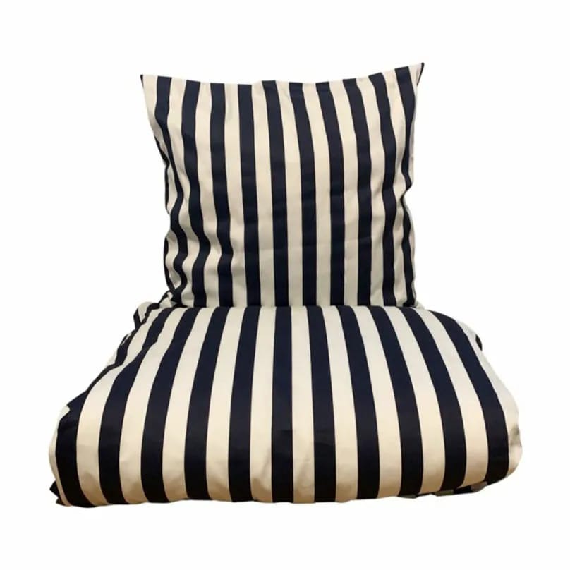 omhu Sengetøj Block strib Blok Strib Sengesæt i navy, B140 x L200 cm, 1