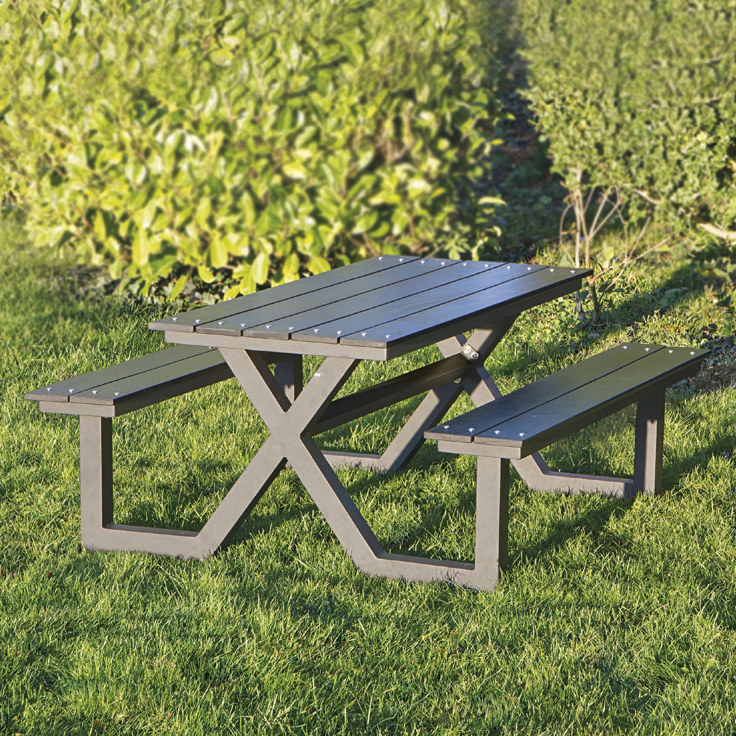 HORTUS Havemøbelsæt A-model Bord-/bænksæt i sort, 2
