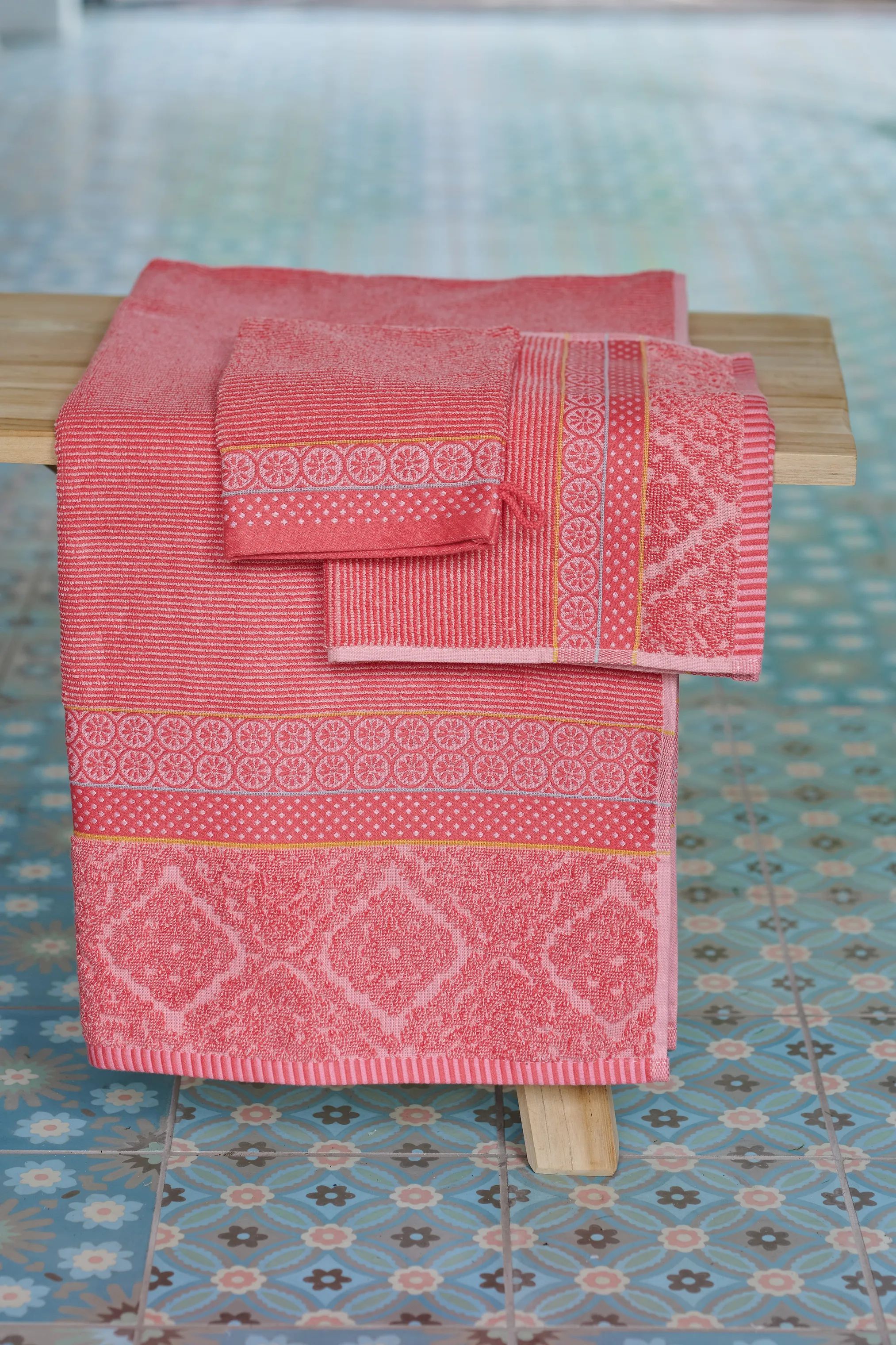 PIP Studio Håndklæder Soft Zellige Håndklæde i Coral, B70 x L140 cm, 5