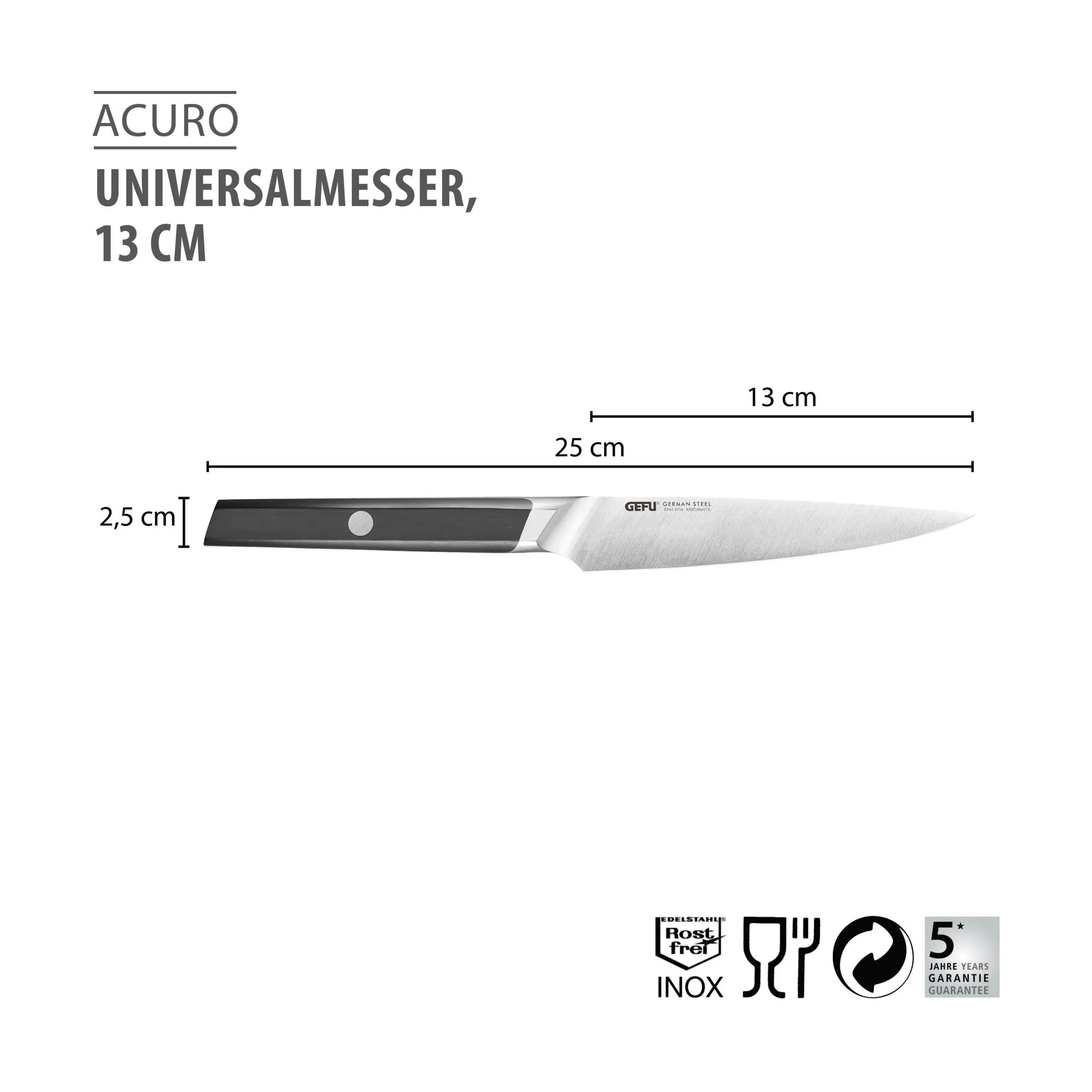 Gefu Universalknive Acuro Universalkniv i Sort/Sølv, 2