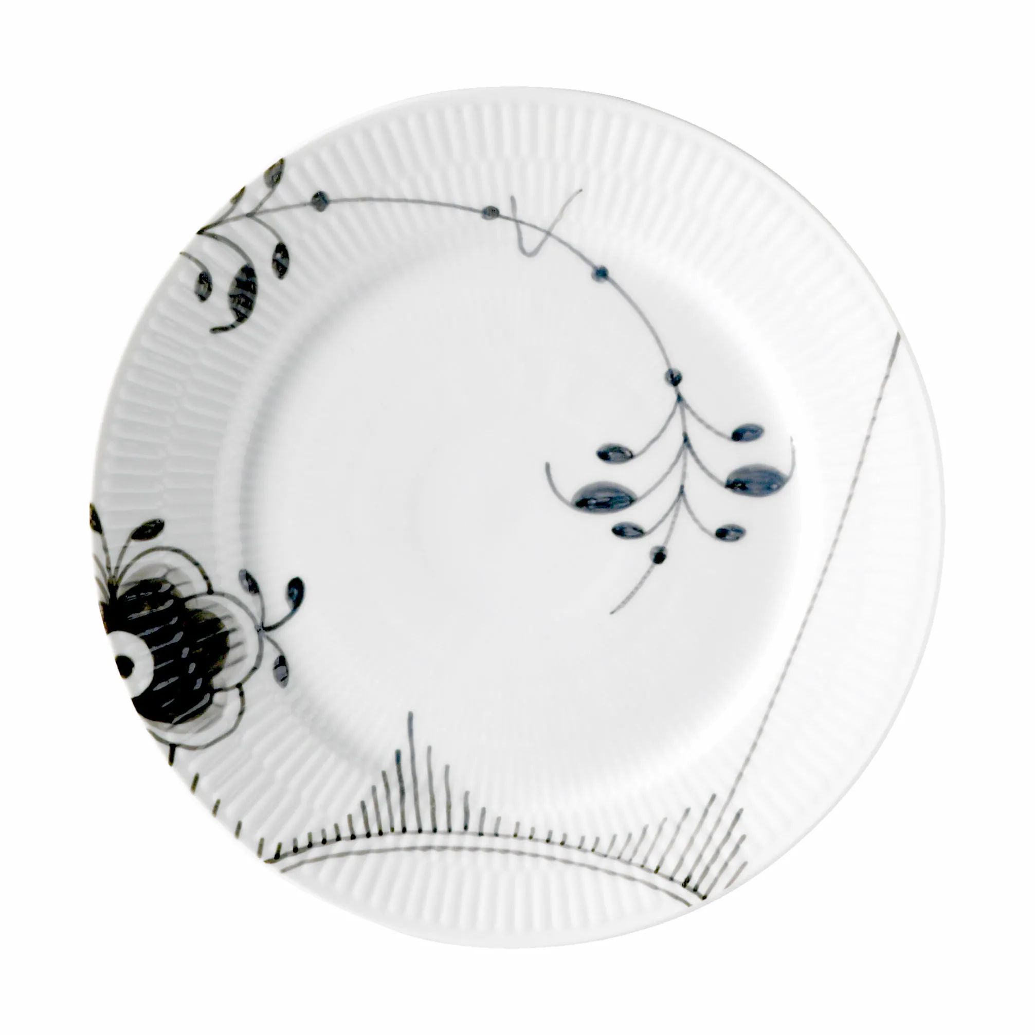 Royal Copenhagen Frokosttallerkener Sort Mega Riflet Frokosttallerken #2 i Frokosttallerken Motiv #2  x Ø22 cm, 1