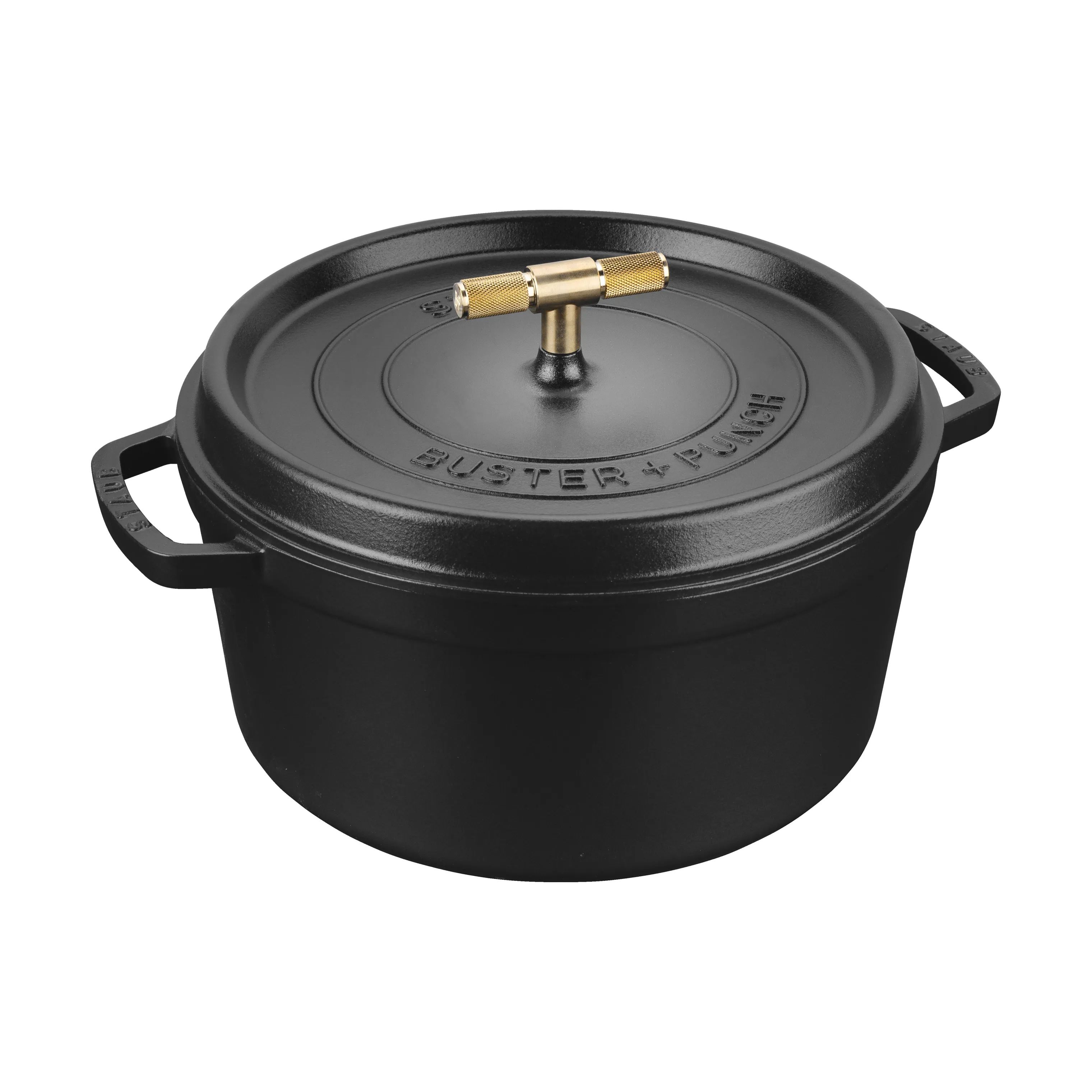 Staub Stegesøer Buster & Punch La Cocotte i Sort/messing, 6.75 L, 1