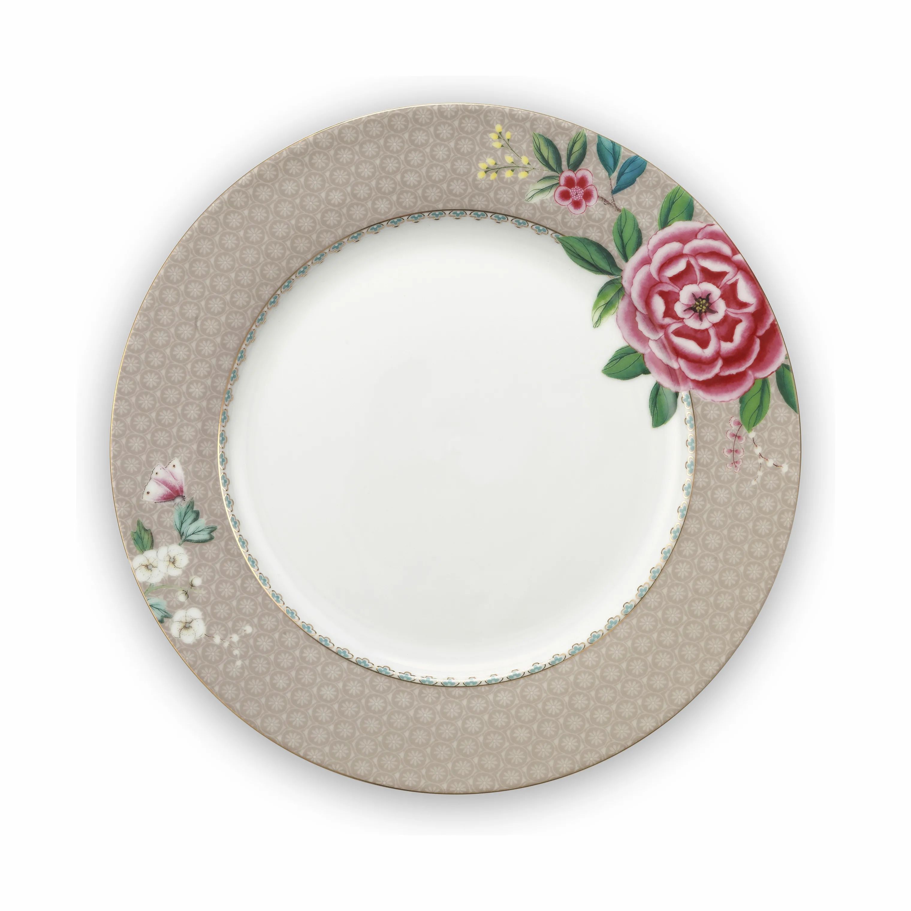 PIP Studio Frokosttallerkener Blushing Birds Blushing Bird Tallerken i khaki , 26,5 cm, 1
