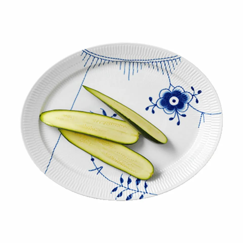 Royal Copenhagen Serveringsfade Blå Mega Riflet Serveringsfad i 35 cm, 4
