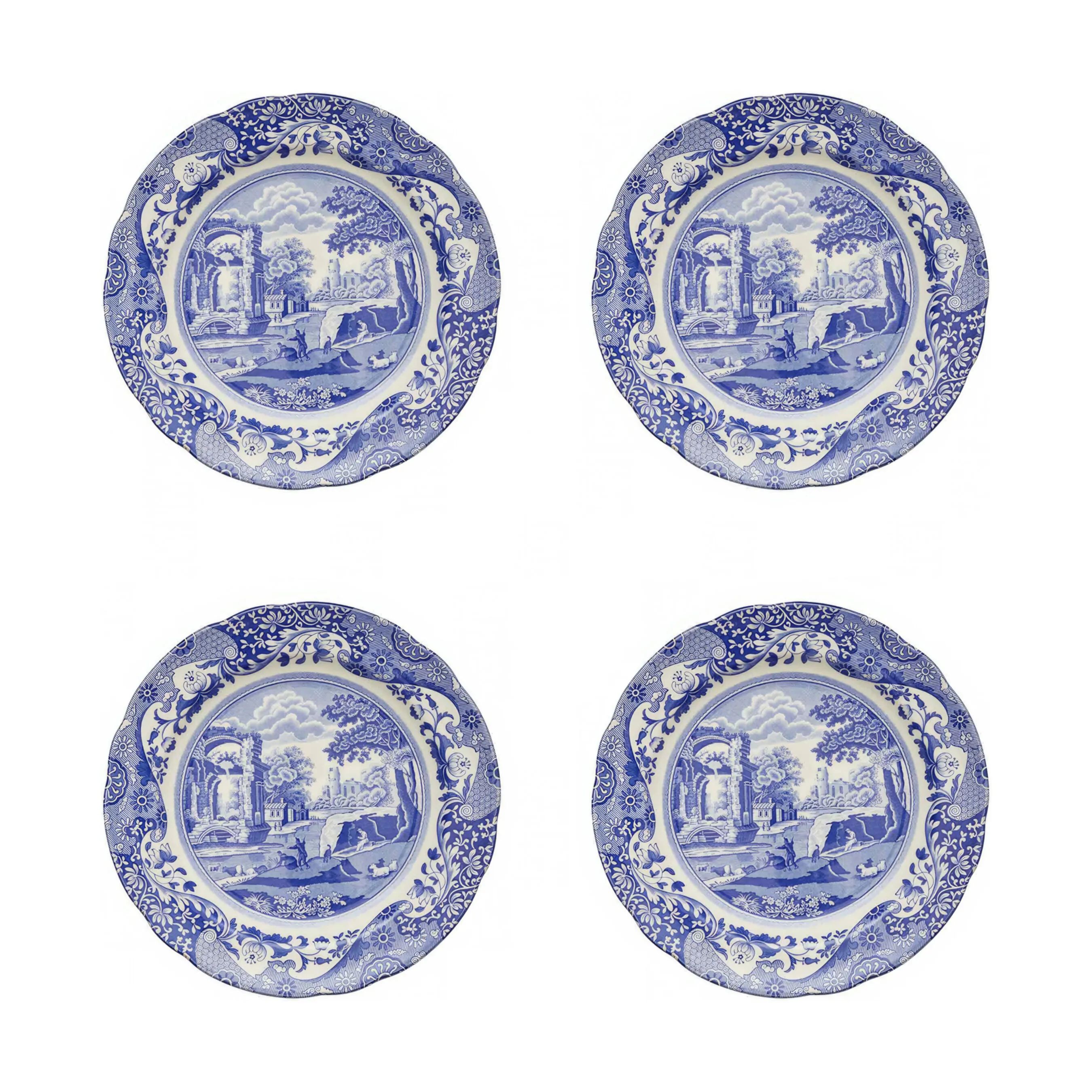Spode Middagstallerkener Blue Italian Blue Italien Middagstallerken - 4 stk. i Blå/hvid, 1