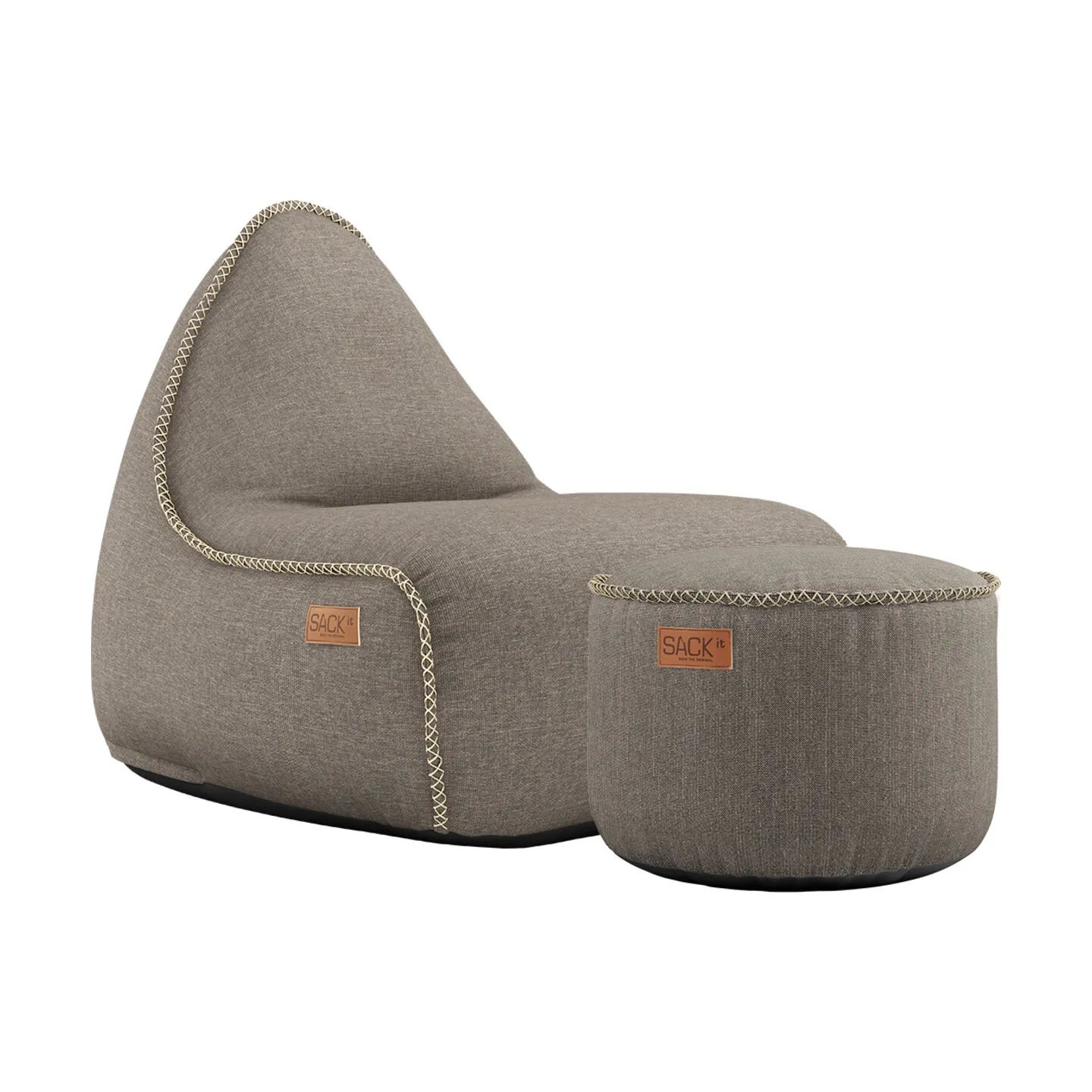 SACKit Loungesæt Cobana Sækkestol med Puf - 2 dele i Taupe, 1