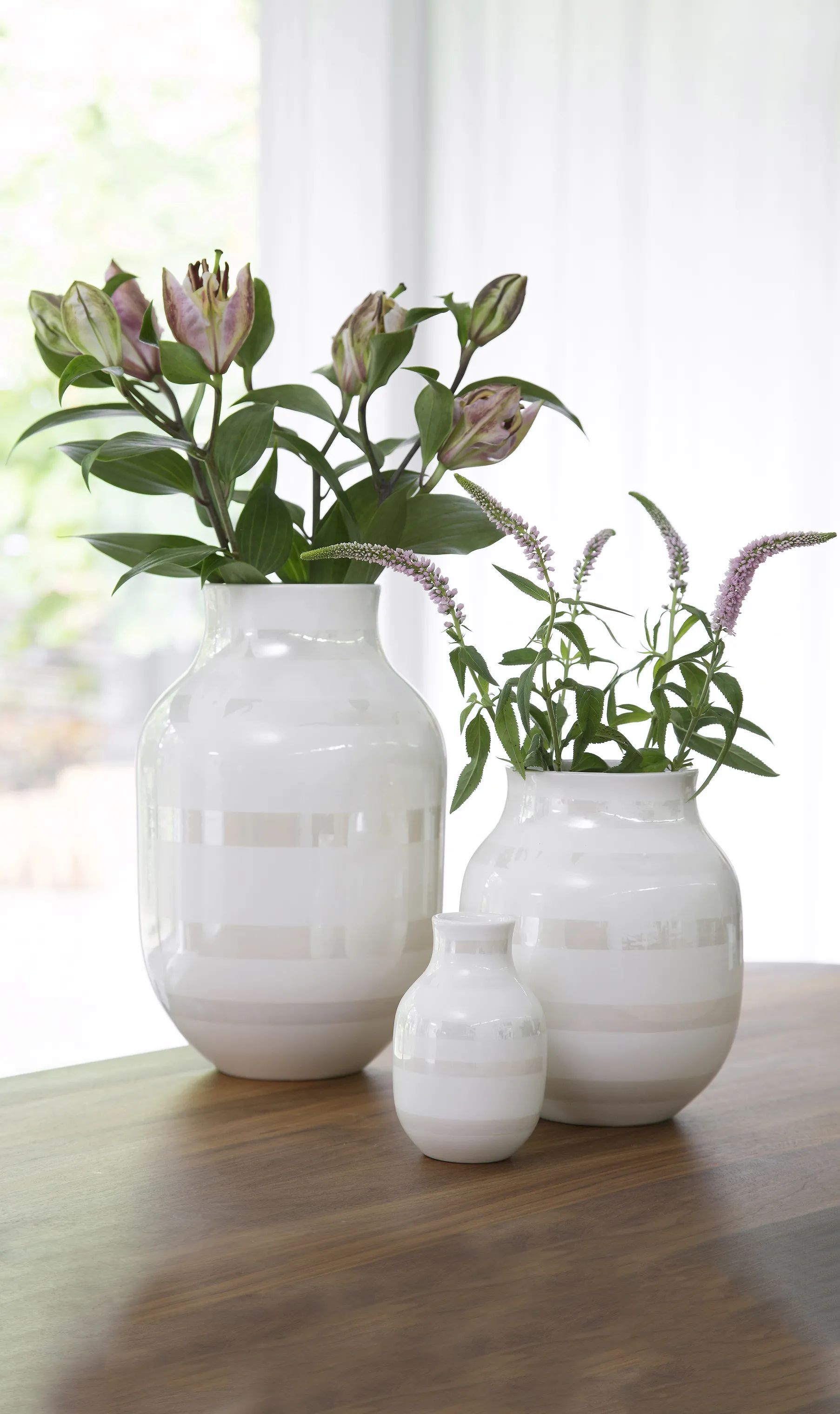 Kähler Vaser Omaggio Vase i Hvid/perlemor, H30 x Ø19,5 cm, 3