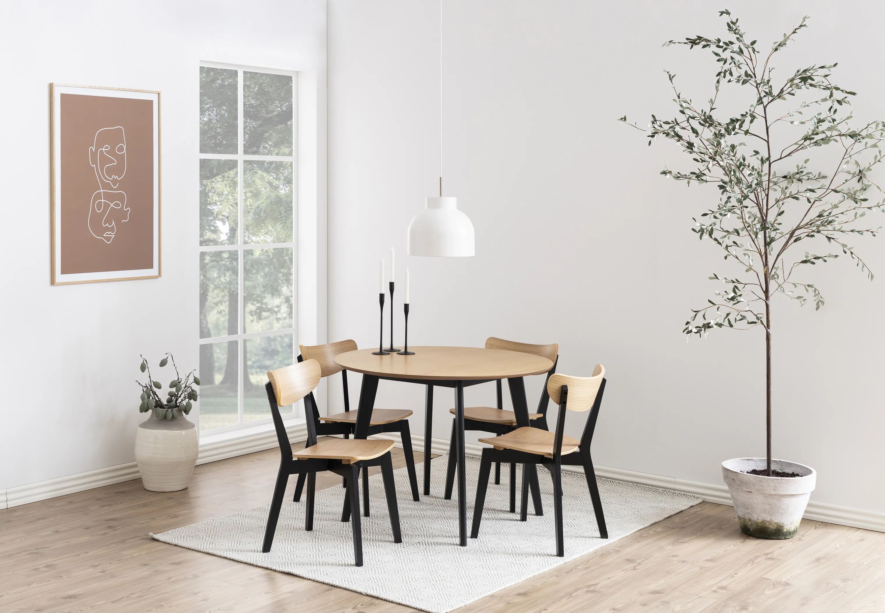 CASA Living Spiseborde Roxby Spisebord i Eg/sort, 105 cm, 2