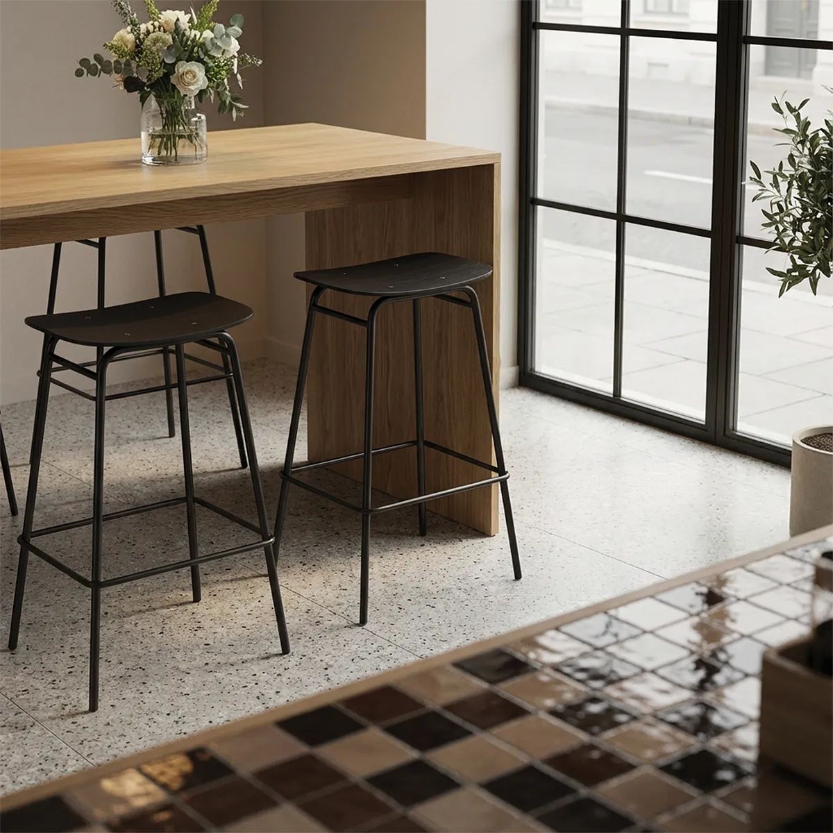 SACKit Barstole Frame Bar Stool Frame Barstol i Sort, 73 cm, 2