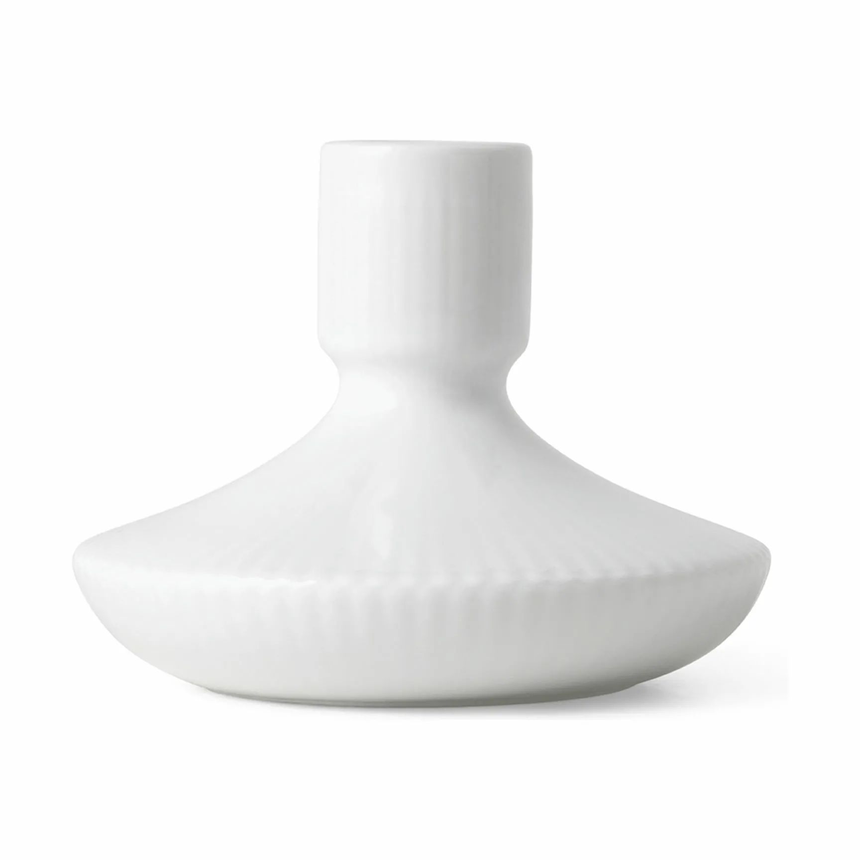 Royal Copenhagen Kronelysestage Hvid Riflet Lysestage i 8 cm, 1