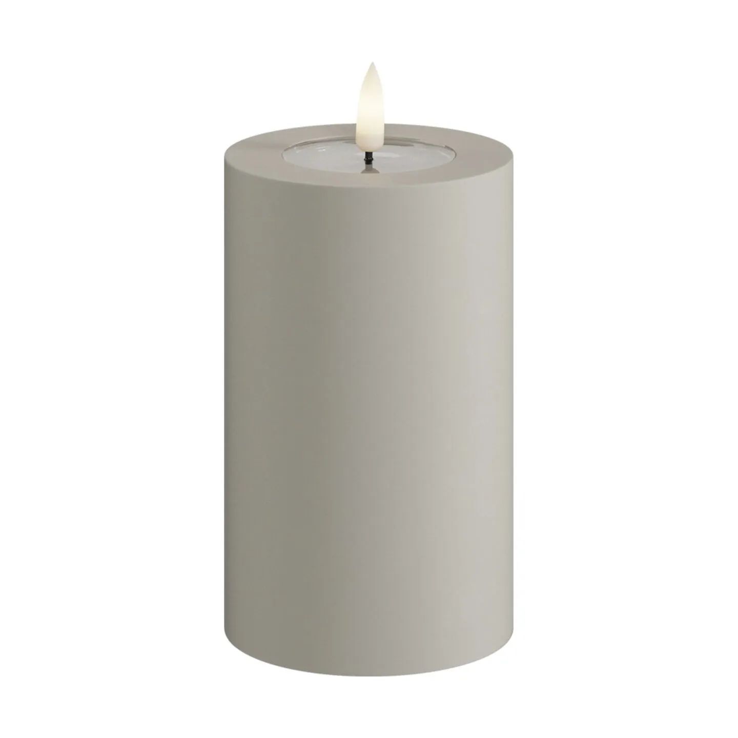 Deluxe Homeart LED-lys Real Flame LED Udendørs Bloklys i Sand, H12,5 x Ø7,5 cm, 1