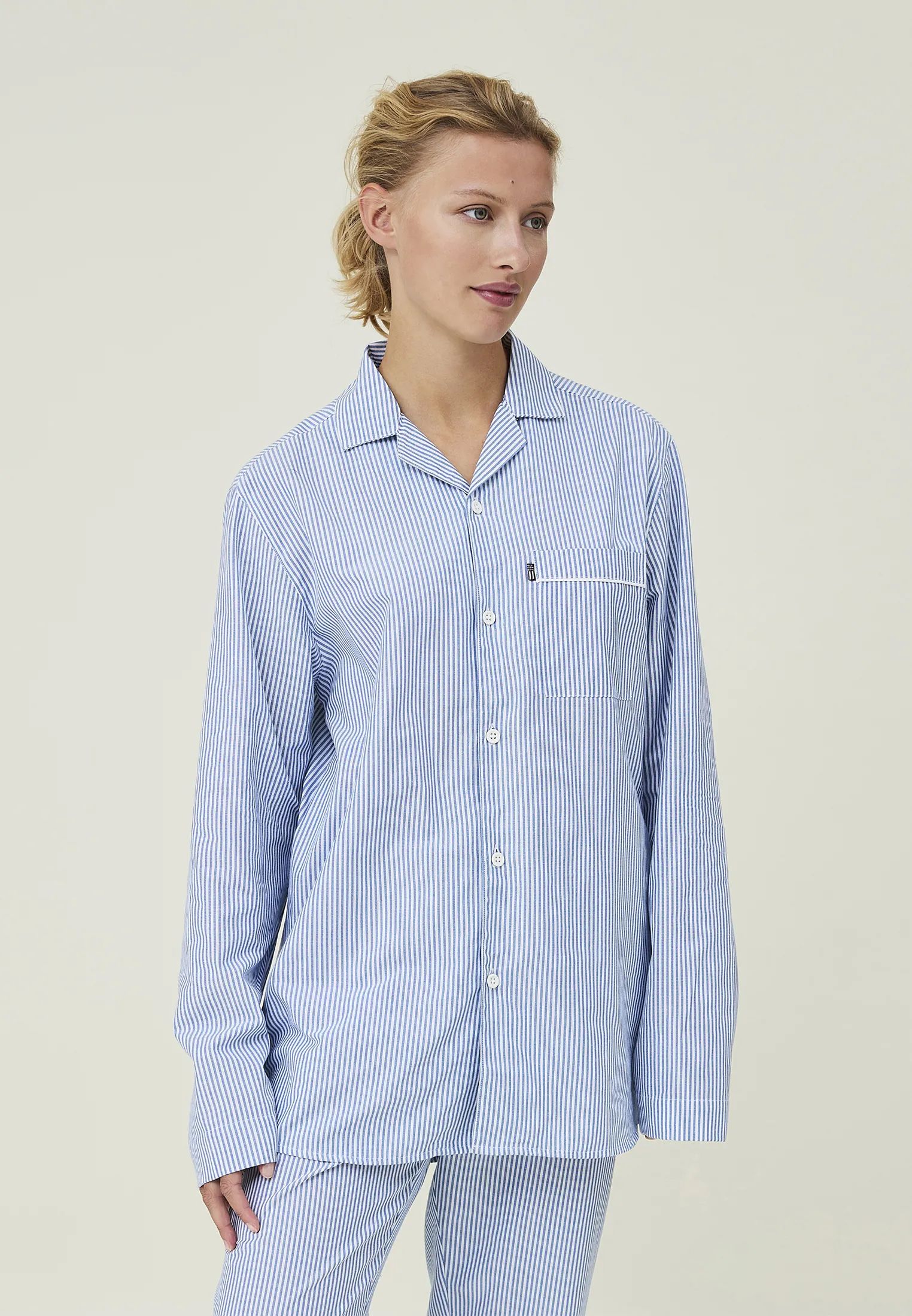 Lexington Pyjamas Icons Pyjamassæt Organic i Blue/White, S, 4