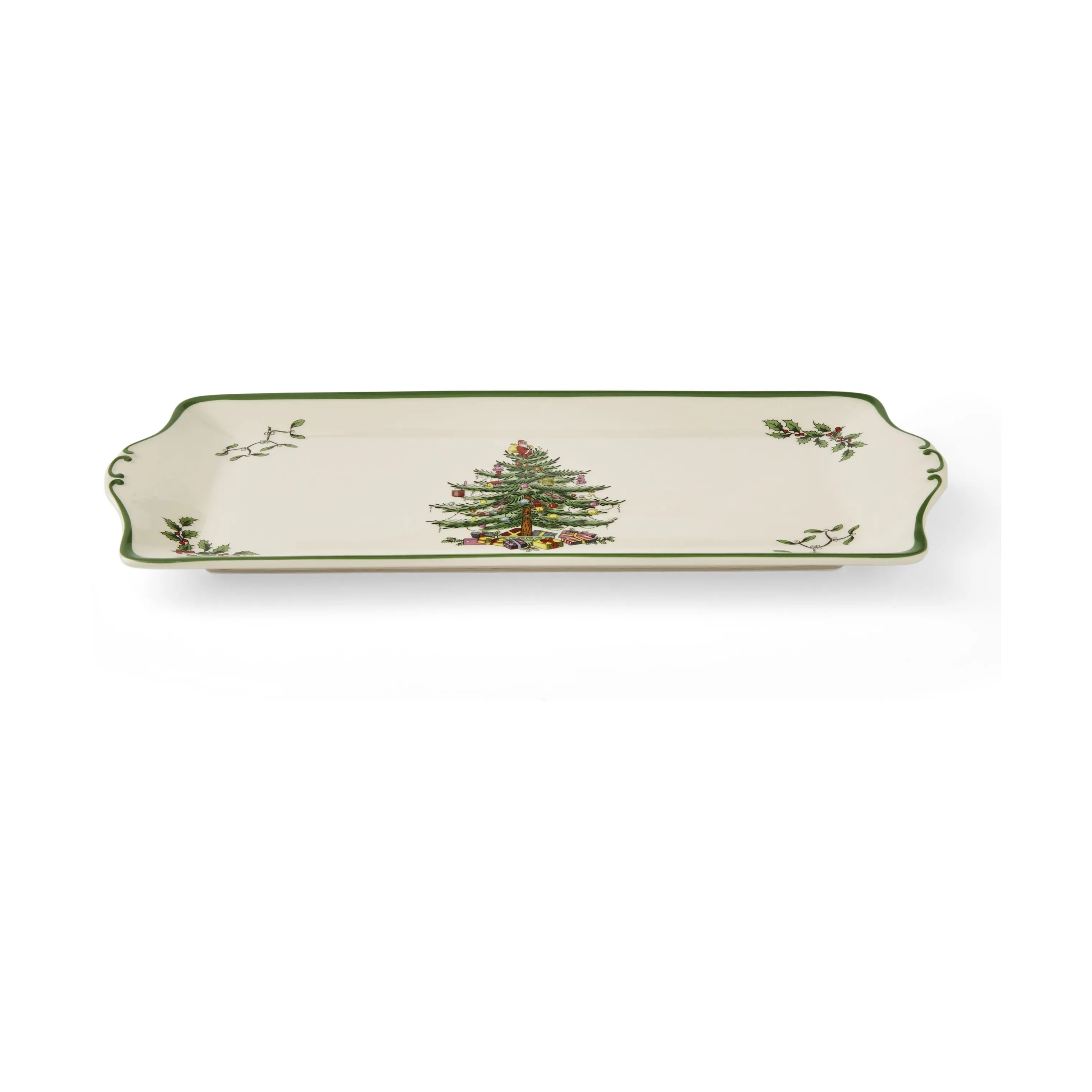 Spode Serveringsfade Christmas Tree Fad i Hvid/grøn/rød, 3