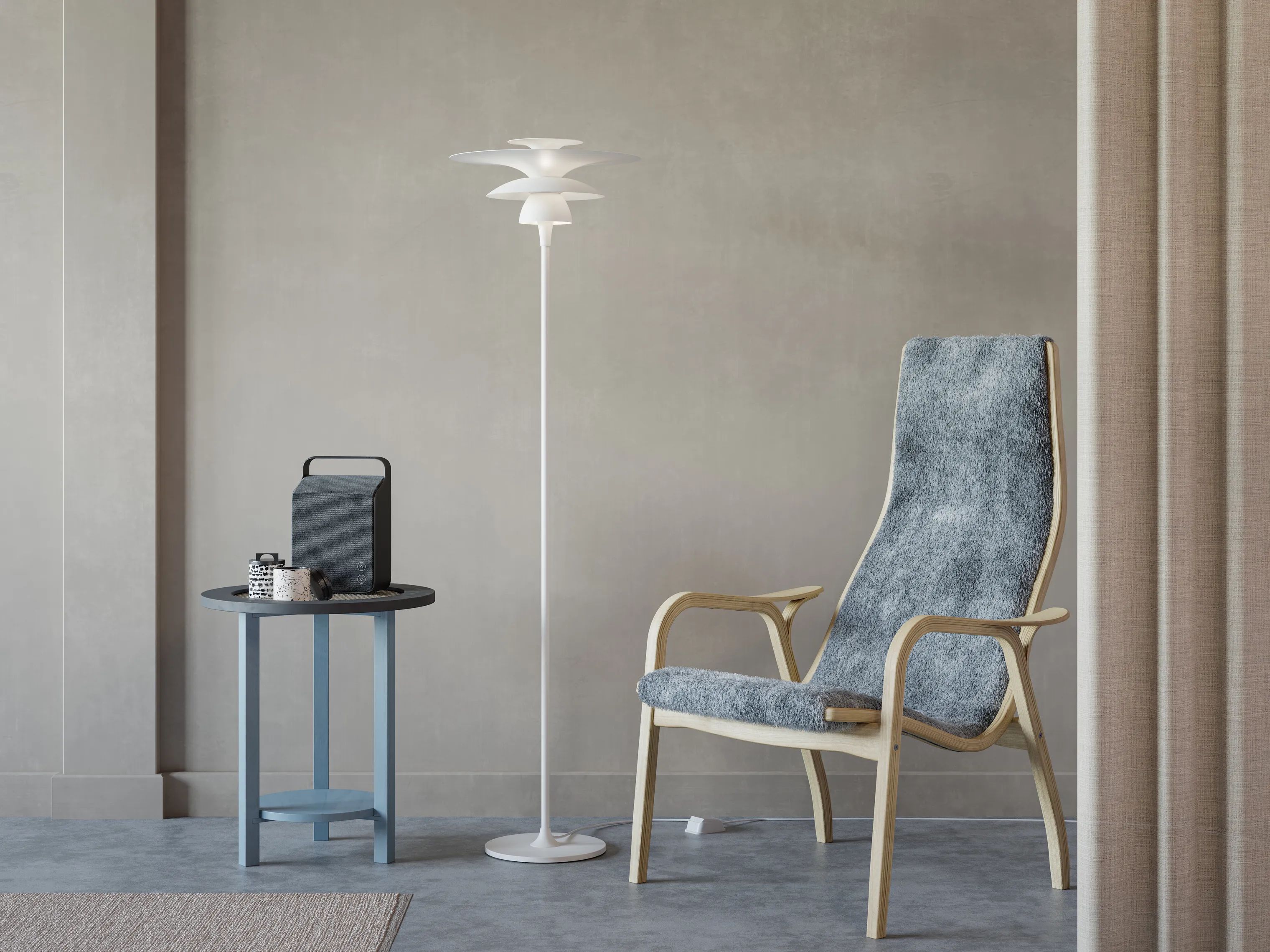 Belid Gulvlamper Picasso Gulvlampe i Mat hvid, 140,3 cm, 2