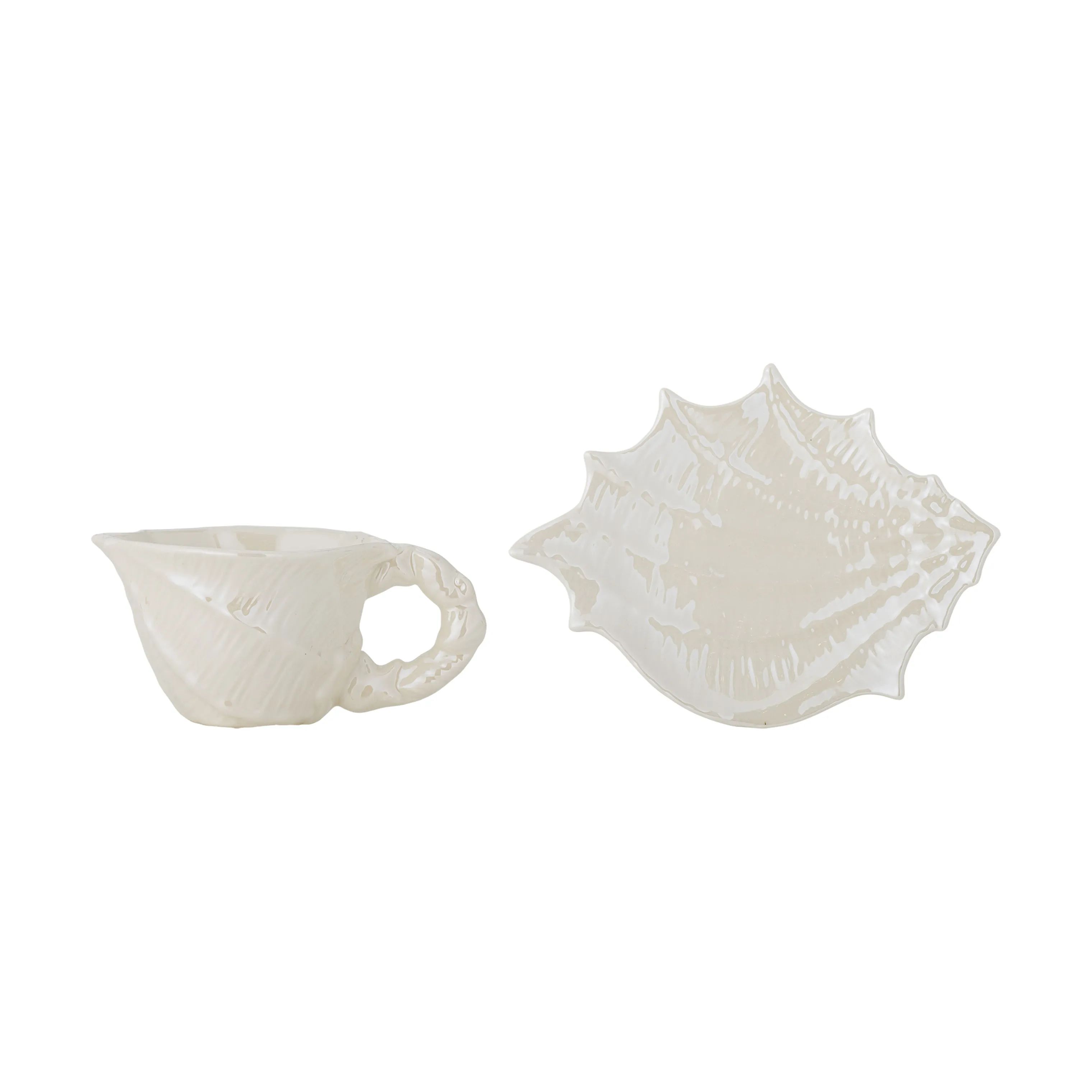 Bloomingville Underkopper Shellie Kop m. underkop i Hvid, 4