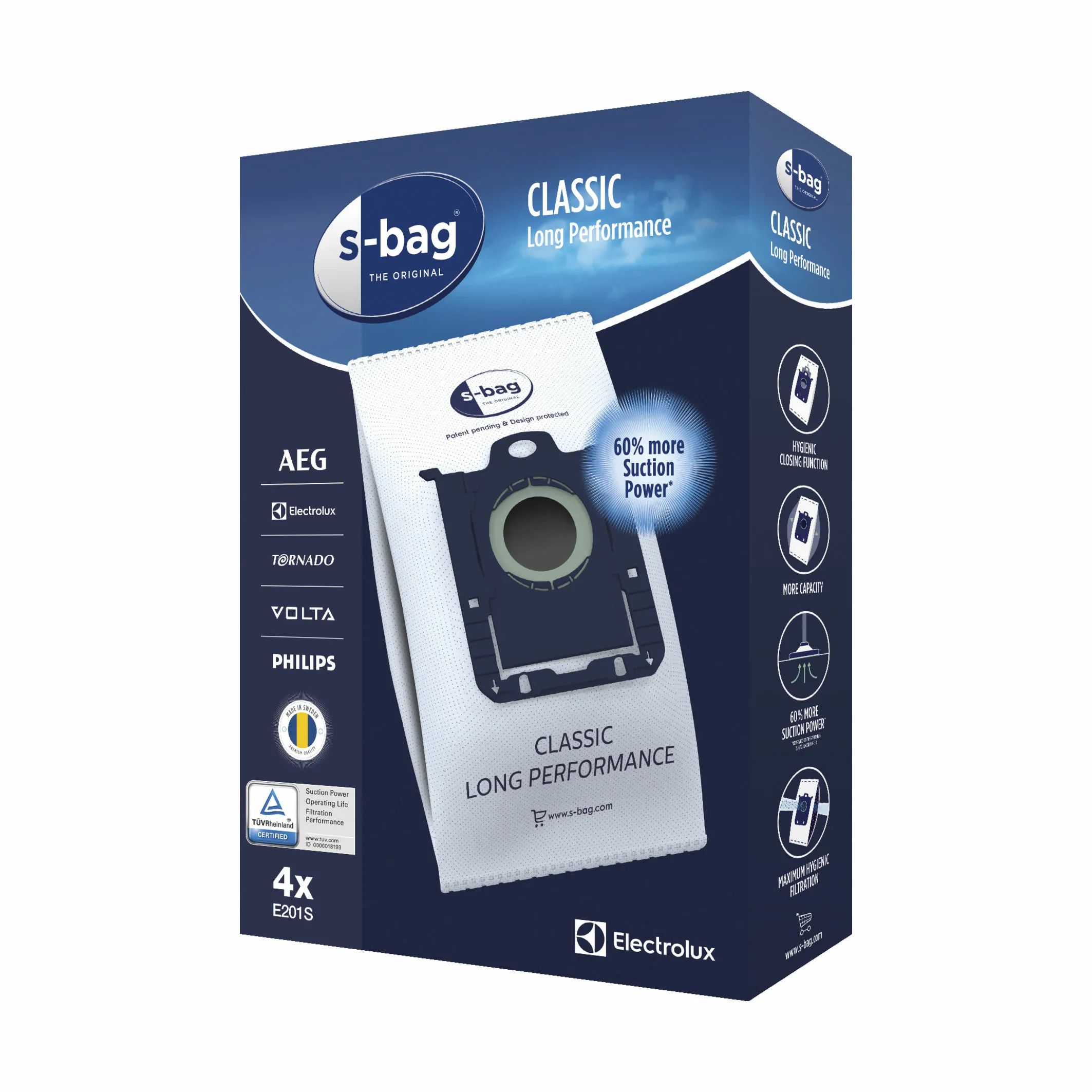 Electrolux Støvsugerposer S-bag Classic Long Performance Støvsugerpose - 4 stk. i Hvid, 1