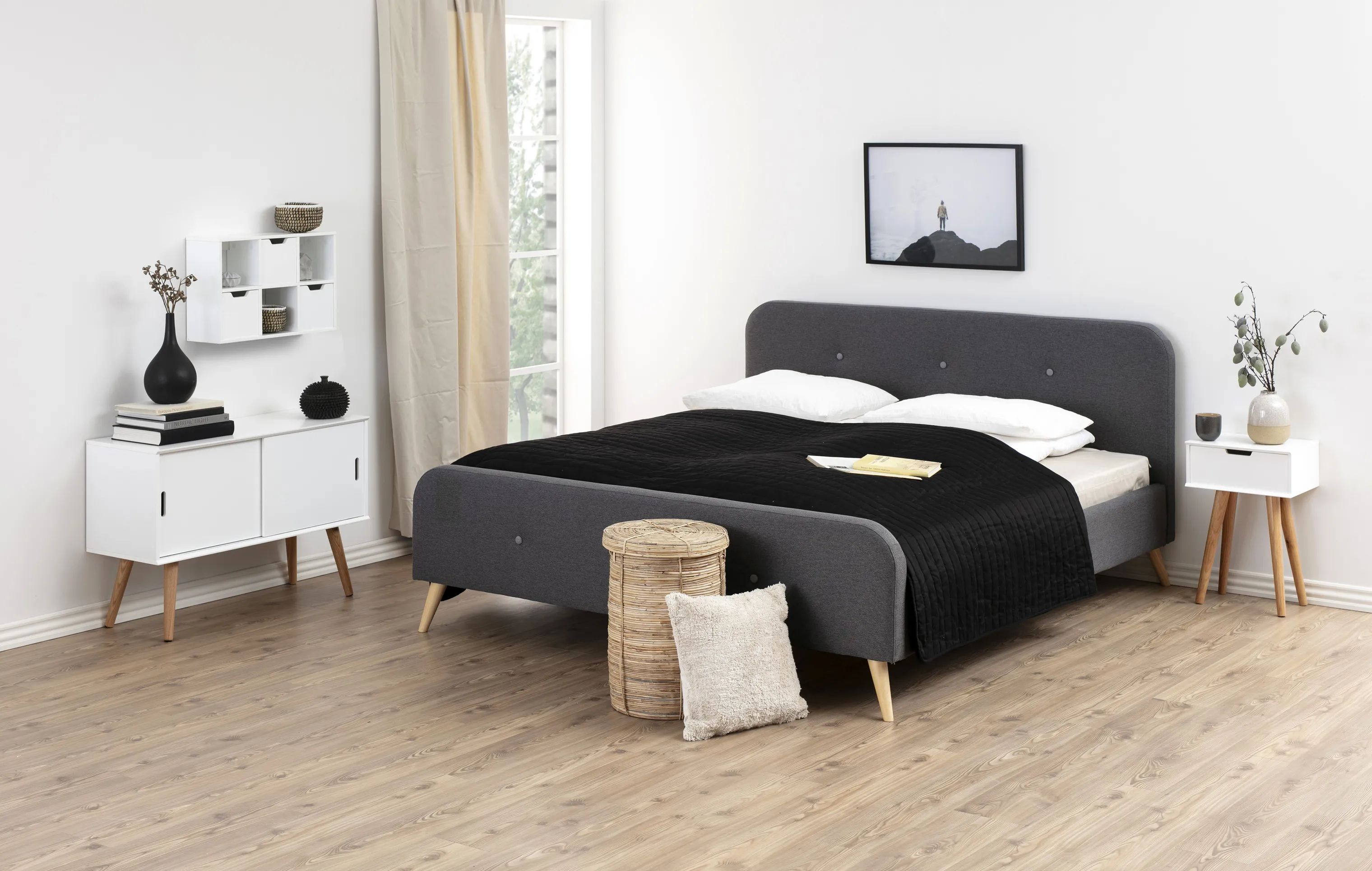 CASA Living Sengeborde Mitra Natbord i hvid/natur, 2