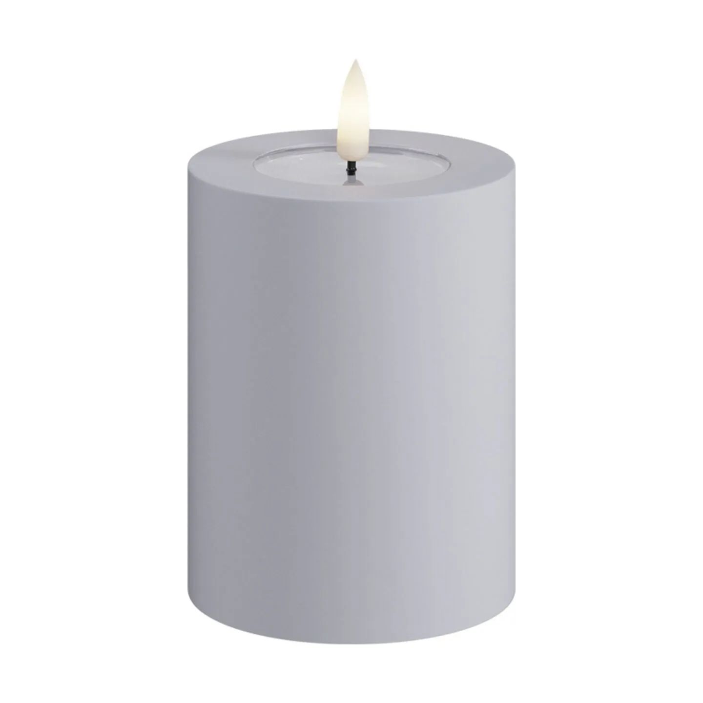 Deluxe Homeart LED-lys Real Flame LED Udendørs Bloklys i Støvet Blå, H10 x Ø7,5 cm, 1