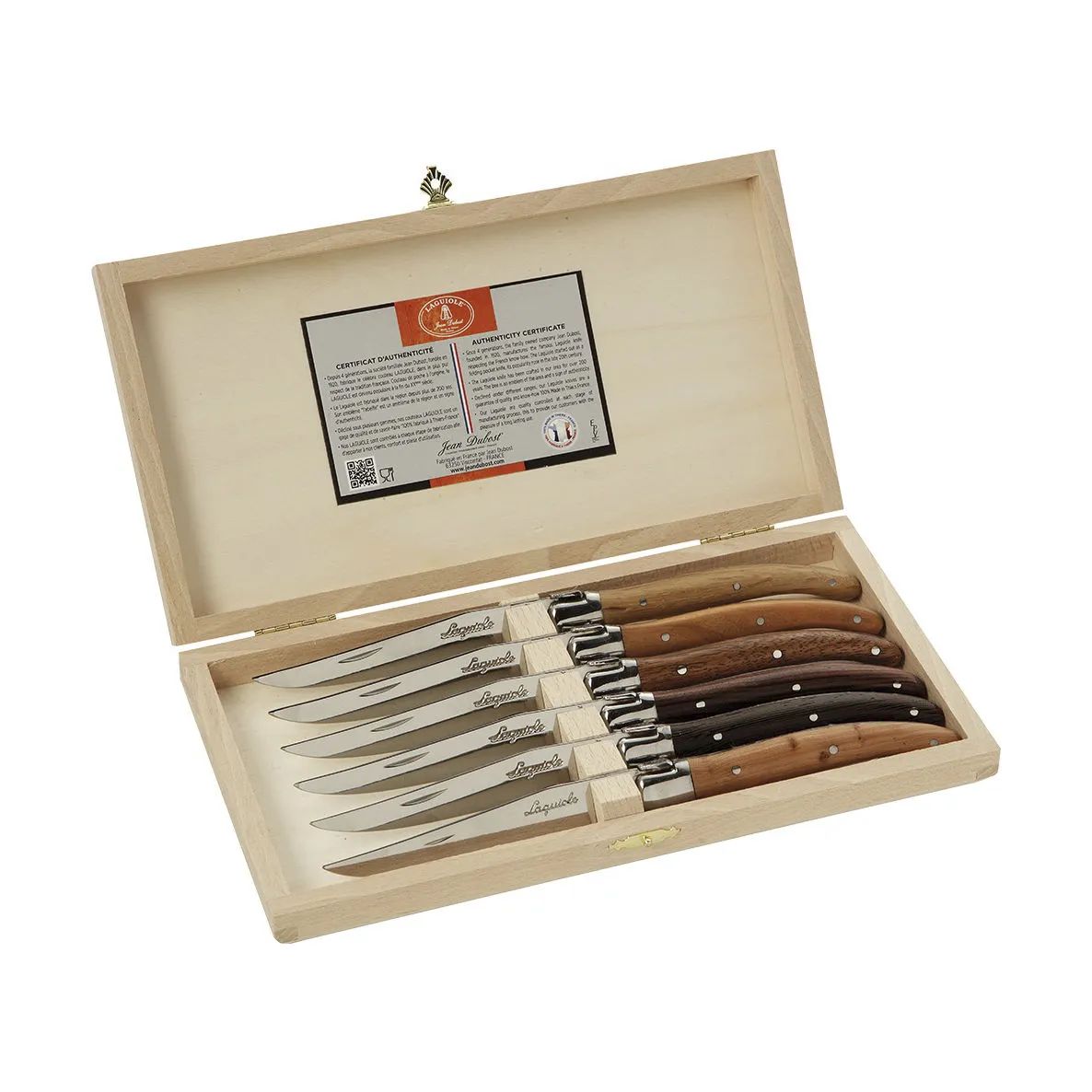 Jean Dubost Bordknive Laguiole Kniv - 6 stk. i Brun/Sort, 1