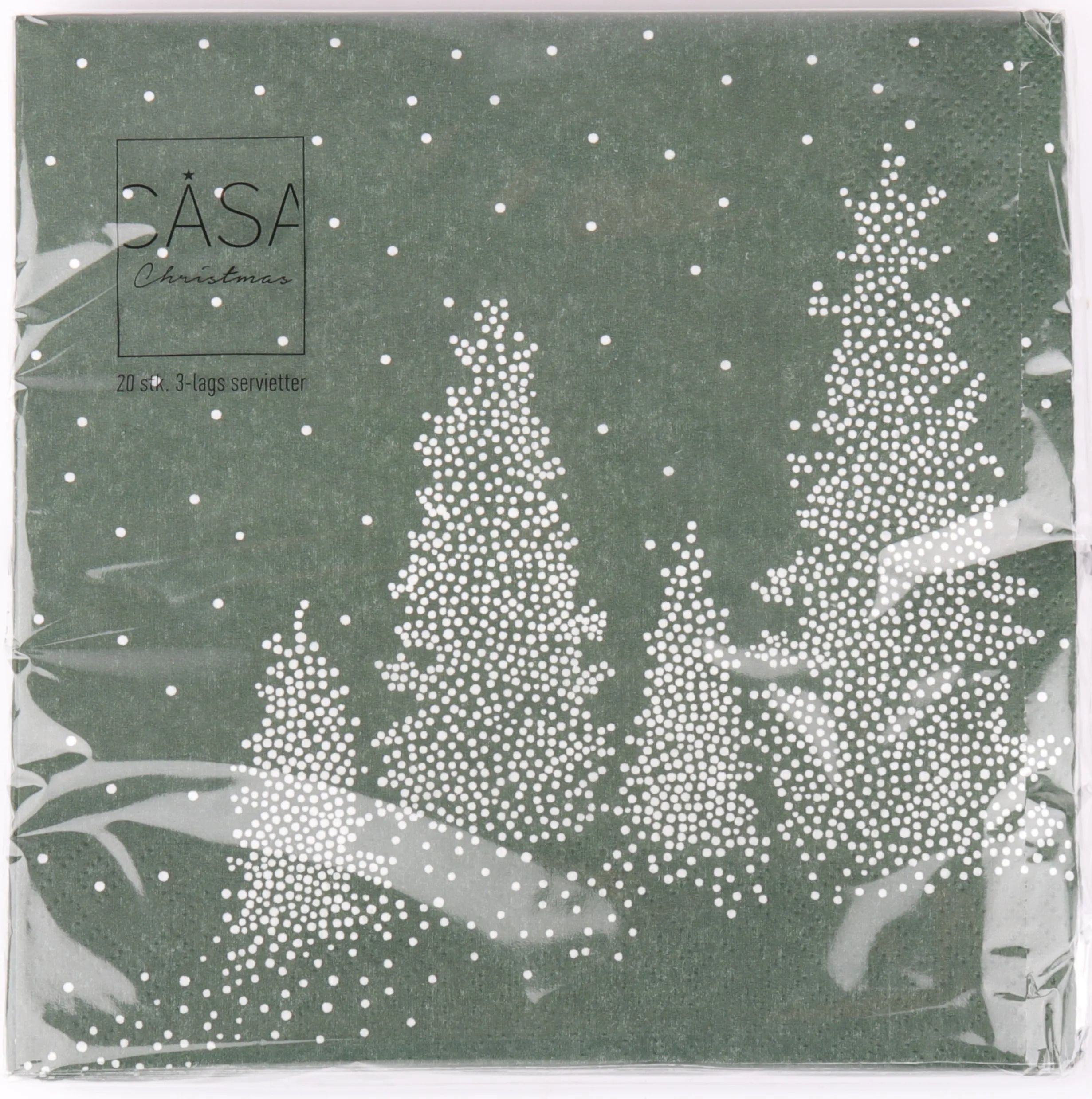 Casa Christmas Juleservietter Papirservietter - 20 stk. i Grøn, 1