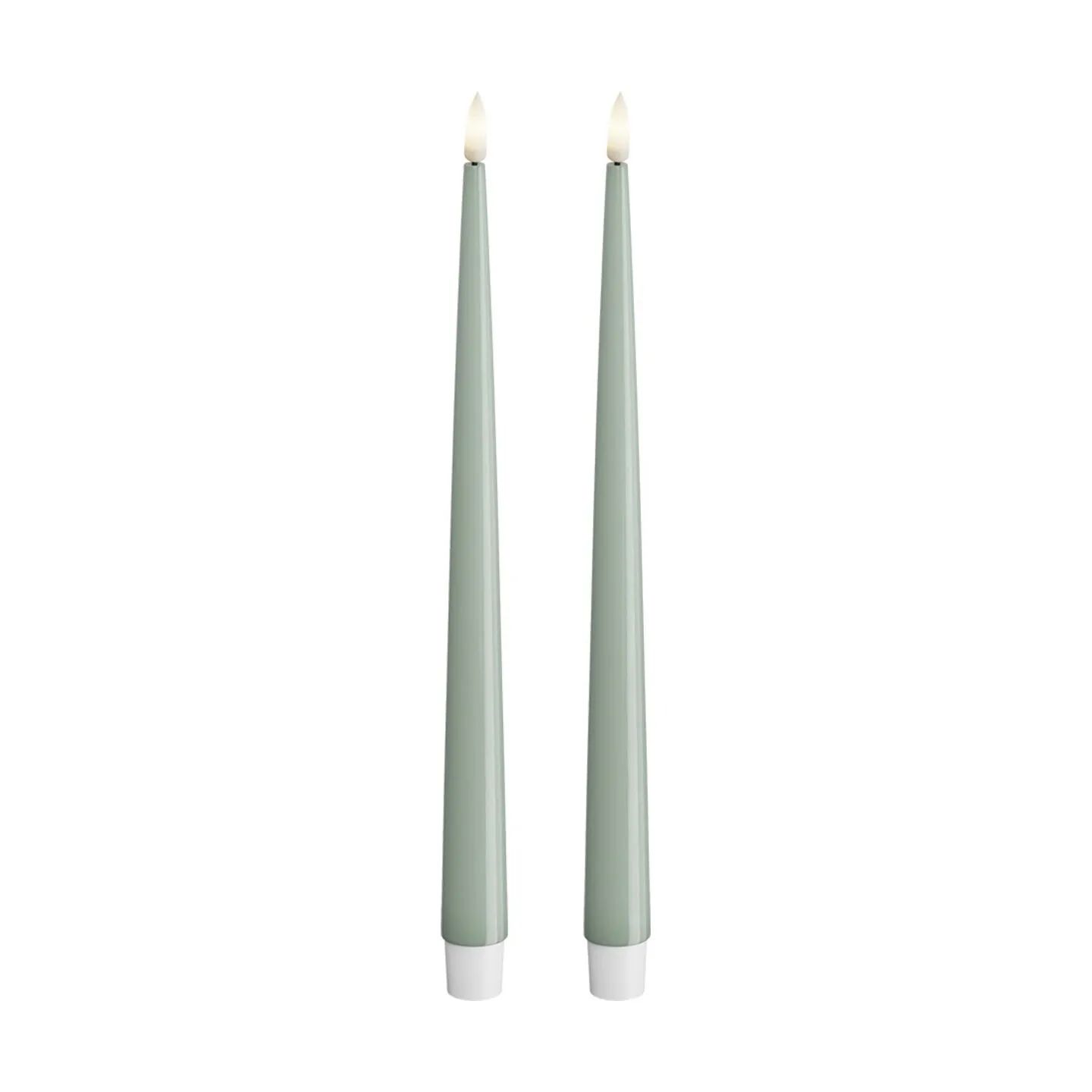 Deluxe Homeart LED-lys Real Flame LED Kertelys m. lak - 2 stk. i Salvie grøn, 28 cm, 1