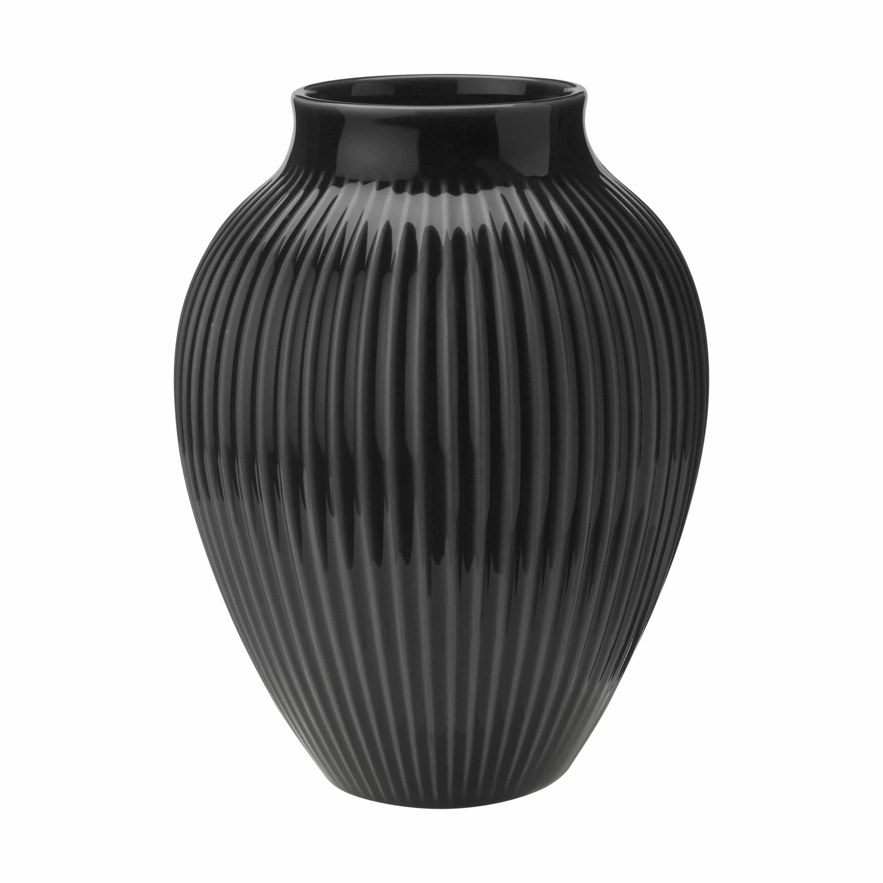 Knabstrup Keramik Vaser Riller Vase i Sort, 20 cm, 1